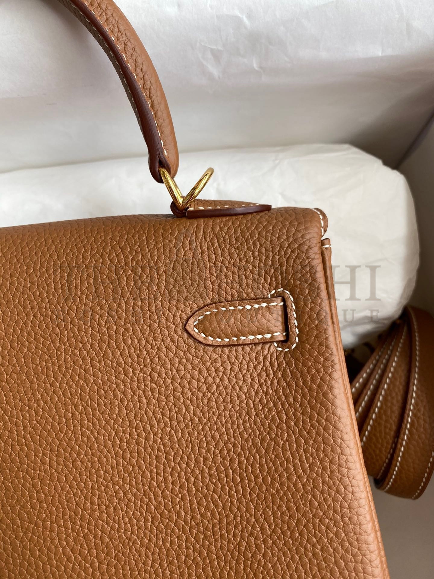 H**me5 Kelly Retourne 25 Handmade Bag In Gold Clemence Leather Master Quality