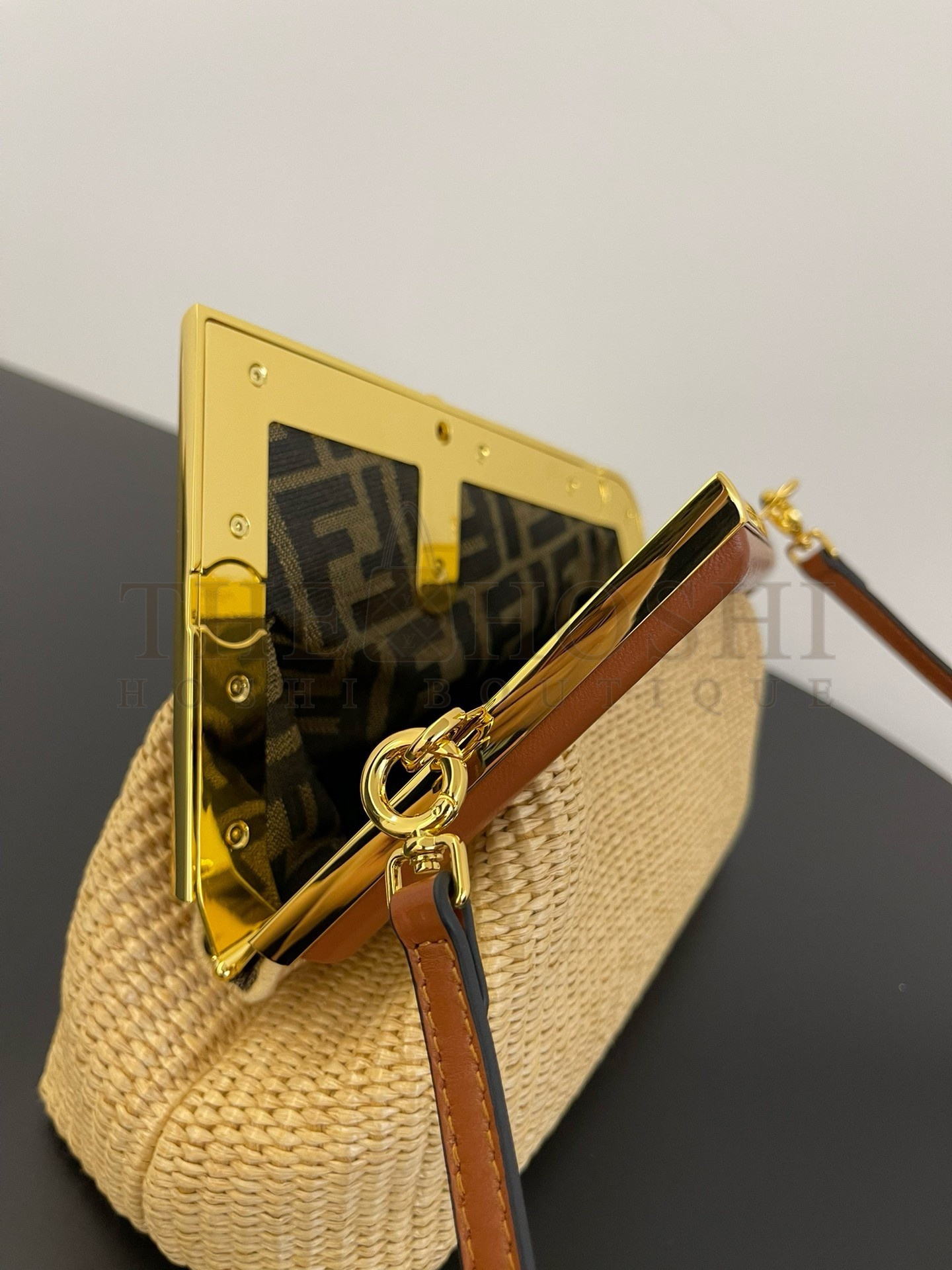 F**di First Small Bag in Natural Raffia Straw Master Quality