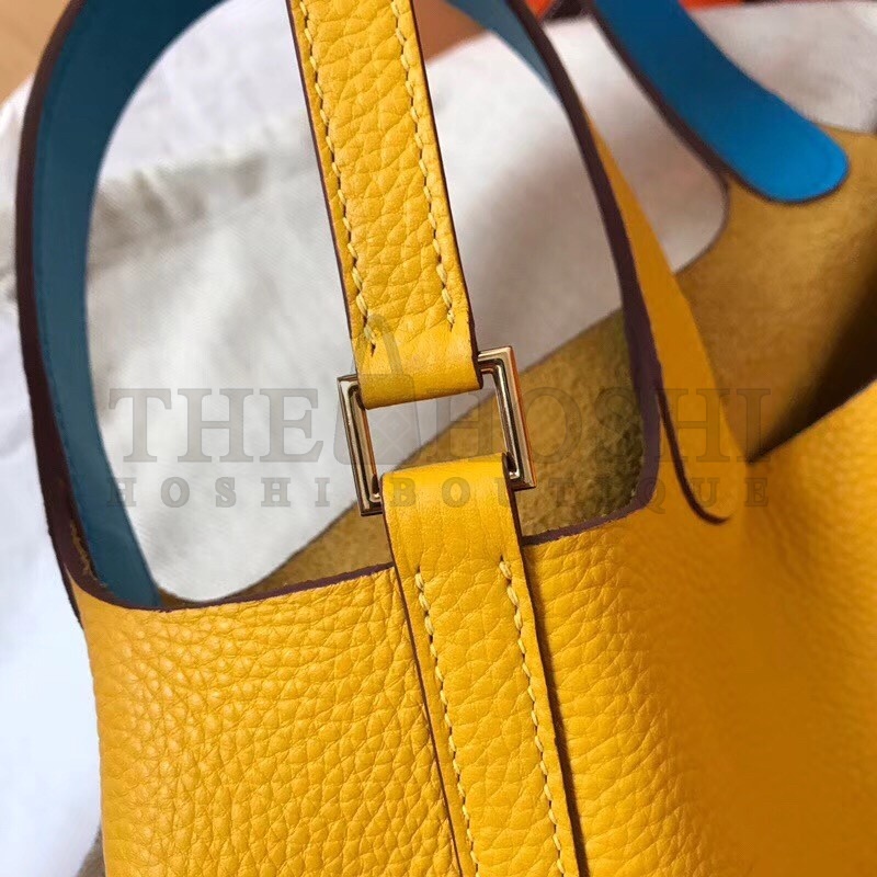 H**me5 Bicolor Picotin Lock MM 22cm Yellow Bag Master Quality