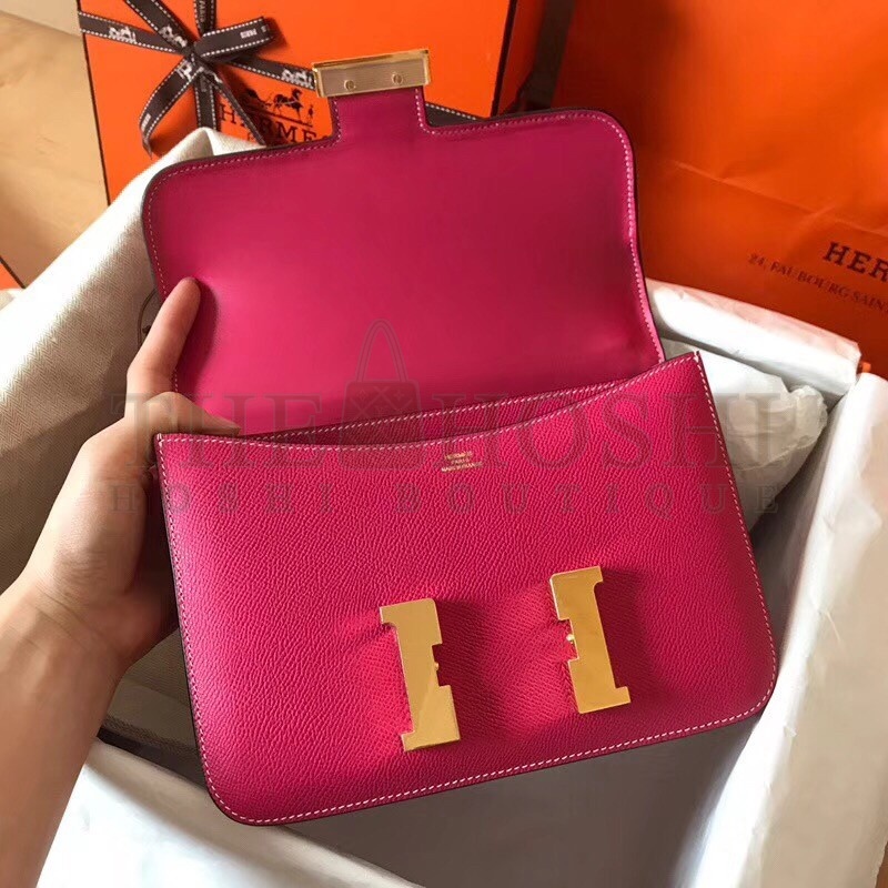 H**me5 Epsom Constance 24cm Rose Red Handmade Bag Master Quality