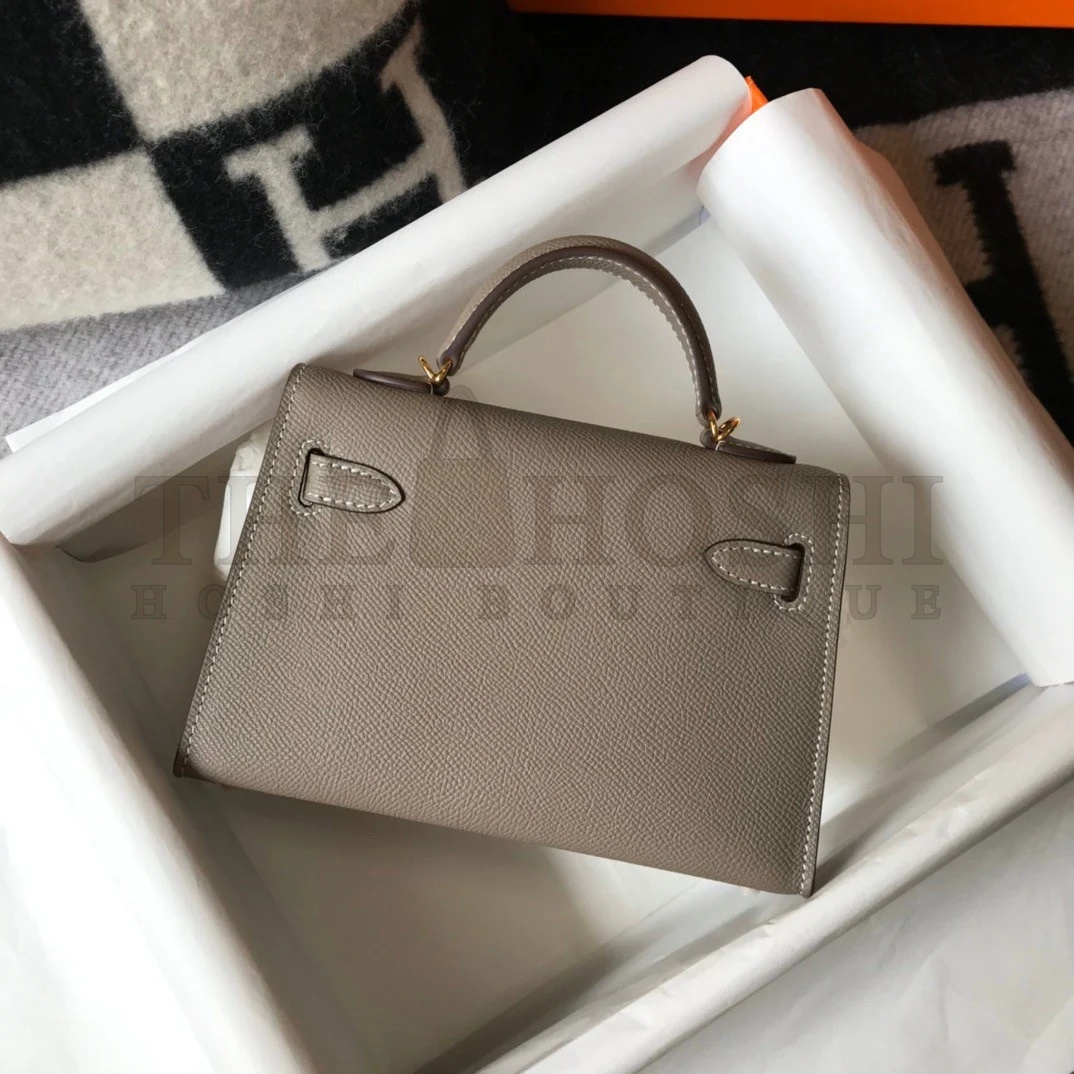 H**me5 Kelly Mini II Sellier Bag In Gris Asphalt Epsom Leather Master Quality