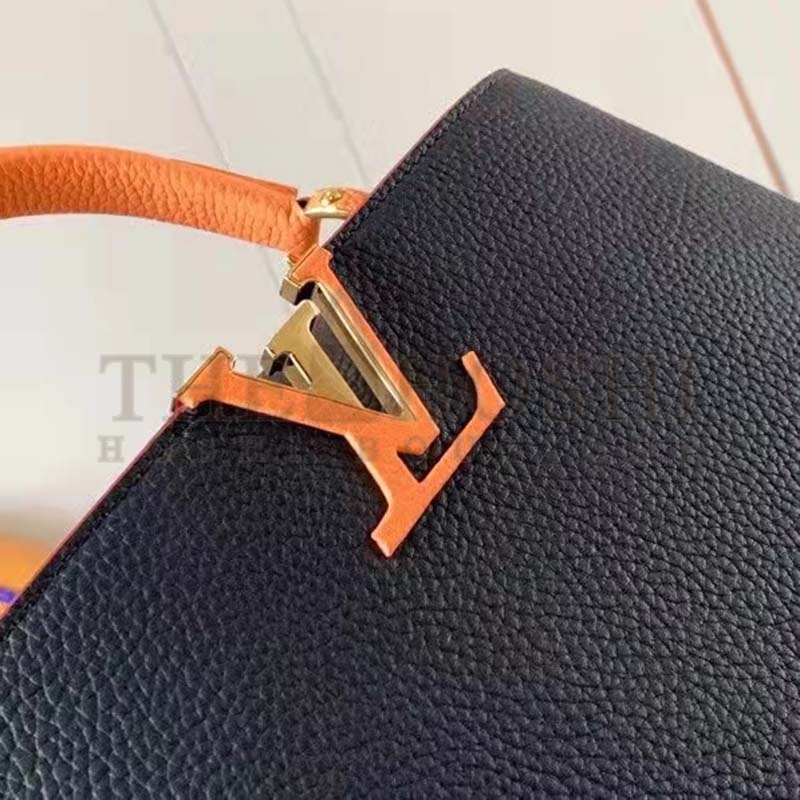 L0vis Vvtt0n LV Women Capucines MM Handbag Black Gold Arizona Taurillon Cowhide Master Quality