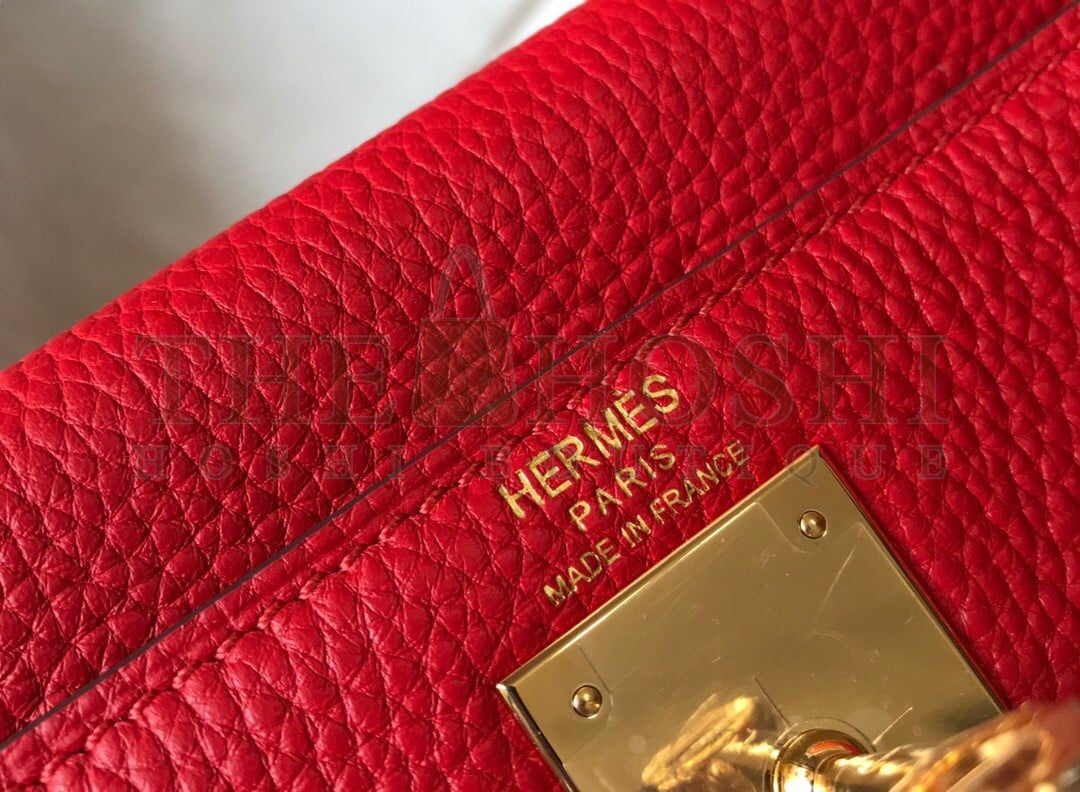 H**me5 Kelly 28cm Retourne Bag in Red Clemence Leather GHW Master Quality