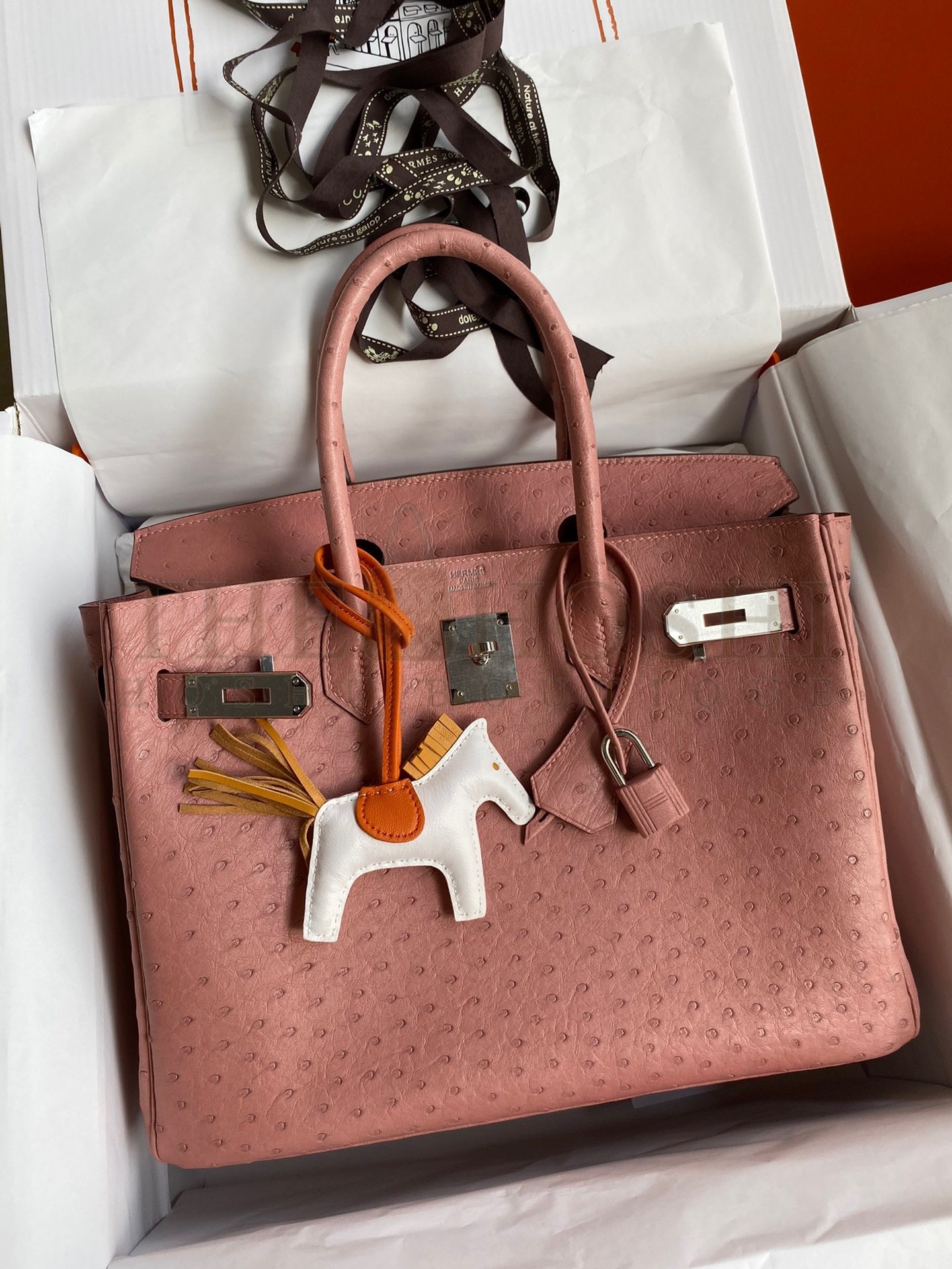 H**me5 Birkin 30 Retourne Handmade Bag In Terre Cuite Ostrich Leather Master Quality