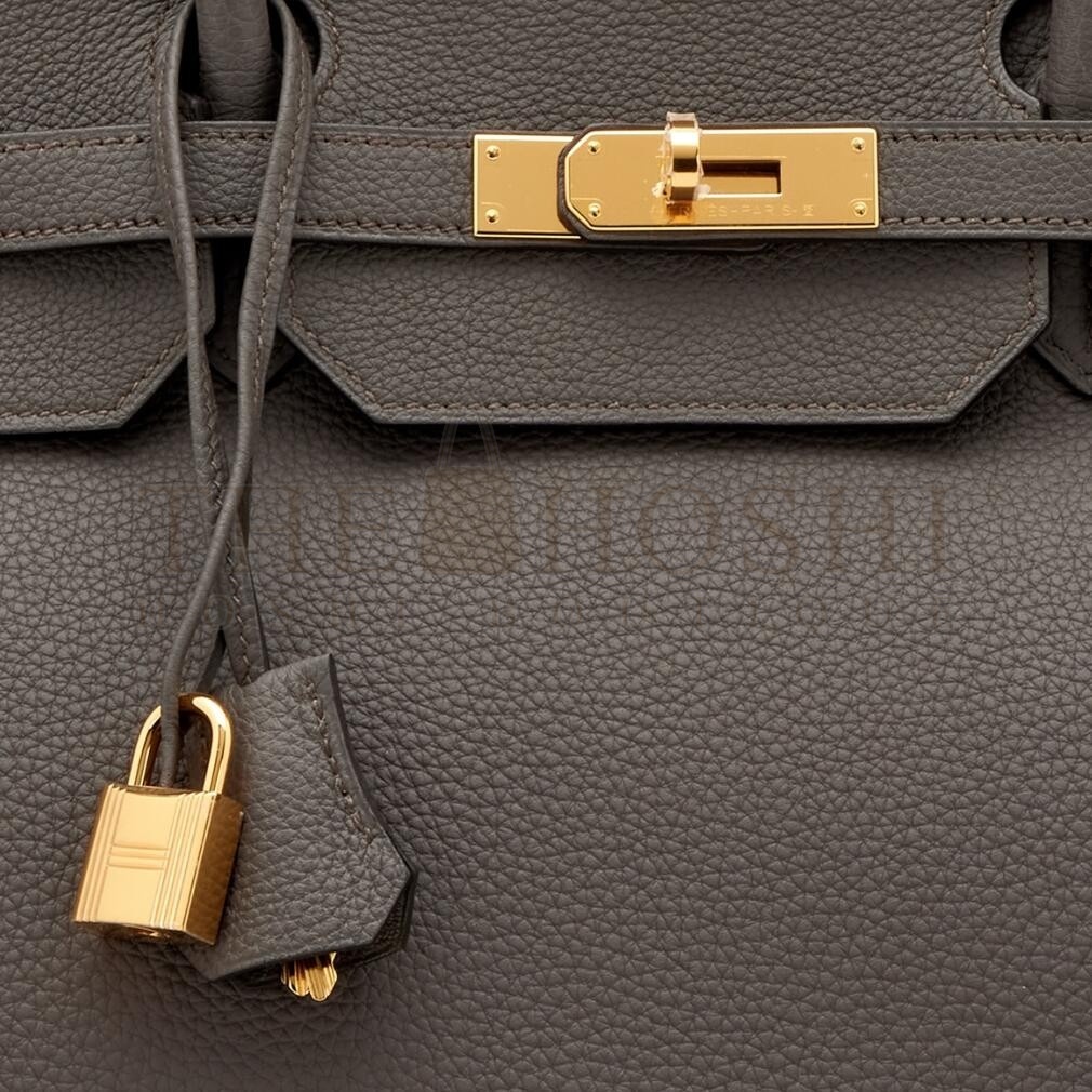 H**me5 Birkin 40 Retourne Handmade Bag In Etain Clemence Leather Master Quality