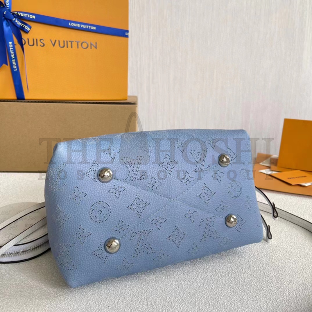 L0vis Vvtt0n LV Women Bella Bucket Bag Gradient Blue Mahina Perforated Calf Leather Master Quality