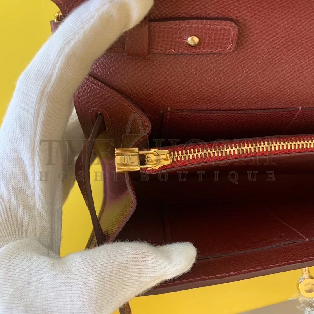 H**me5 Kelly Classique To Go Wallet In Bordeaux Epsom Calfskin Master Quality