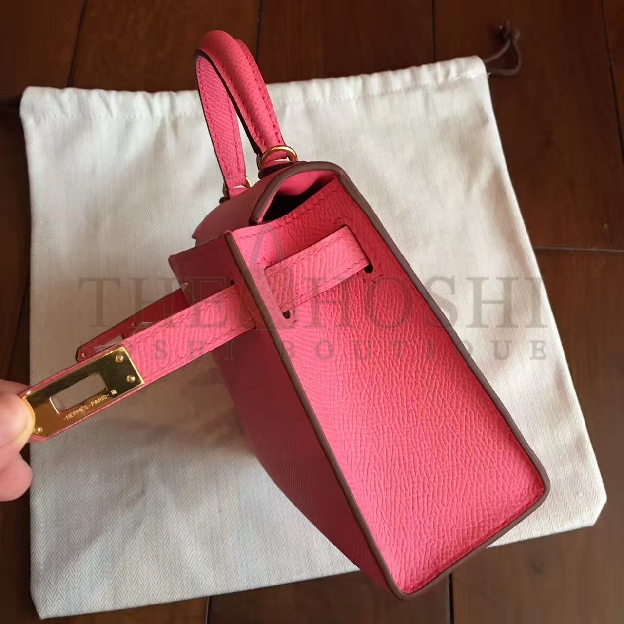 H**me5 Rose Lipstick Epsom Kelly Mini II Handmade Bag Master Quality