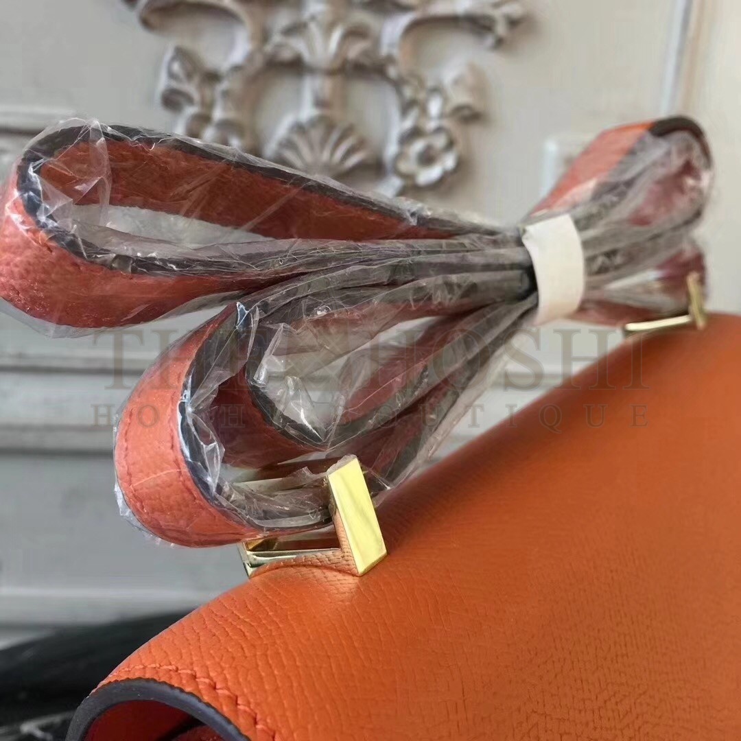 H**me5 Orange Constance MM 24cm Epsom Leather Bag Master Quality