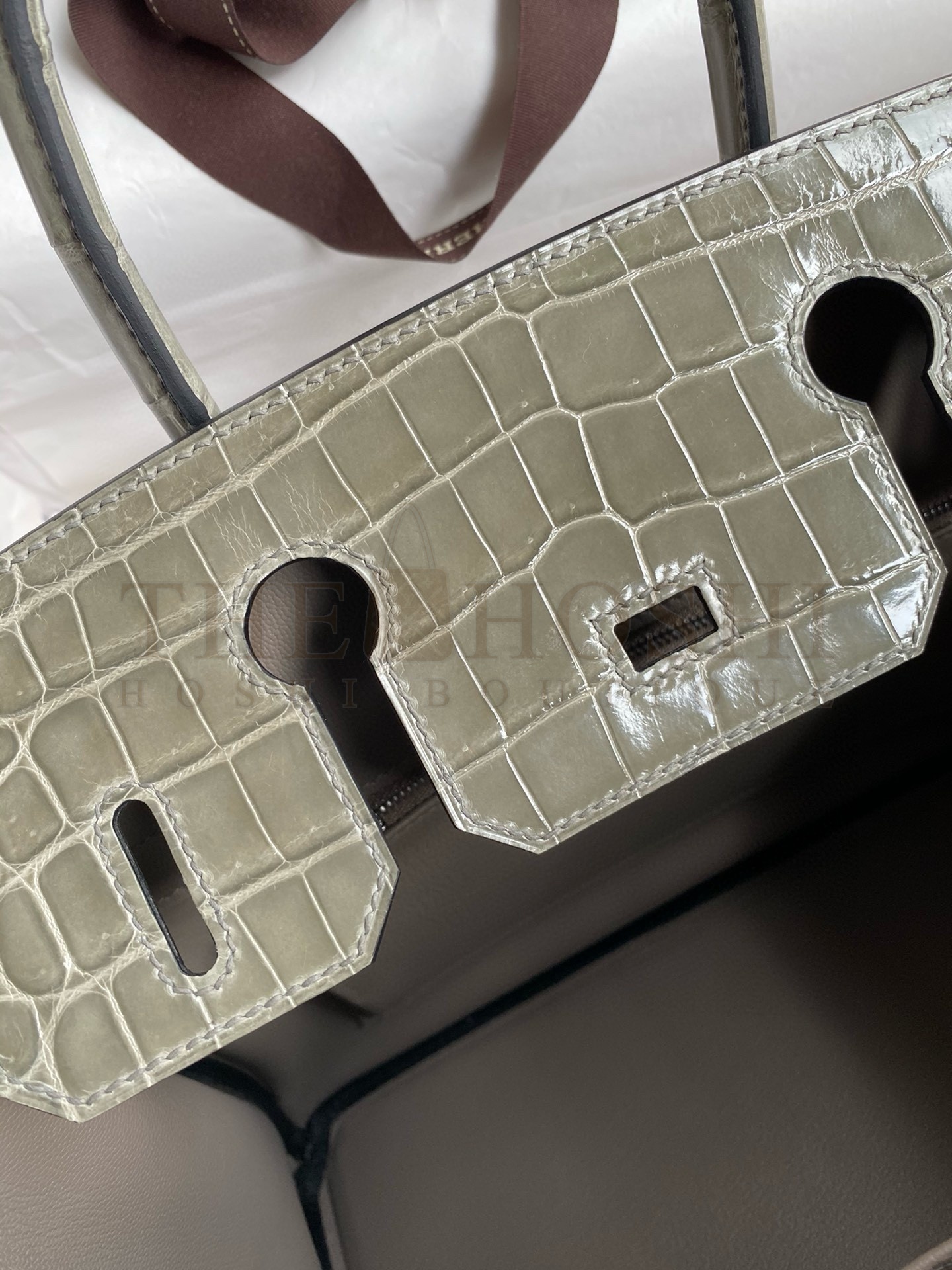 H**me5 Touch Birkin 30 Bag In Gris Asphalt Clemence and Shiny Niloticus Crocodile Skin Master Quality