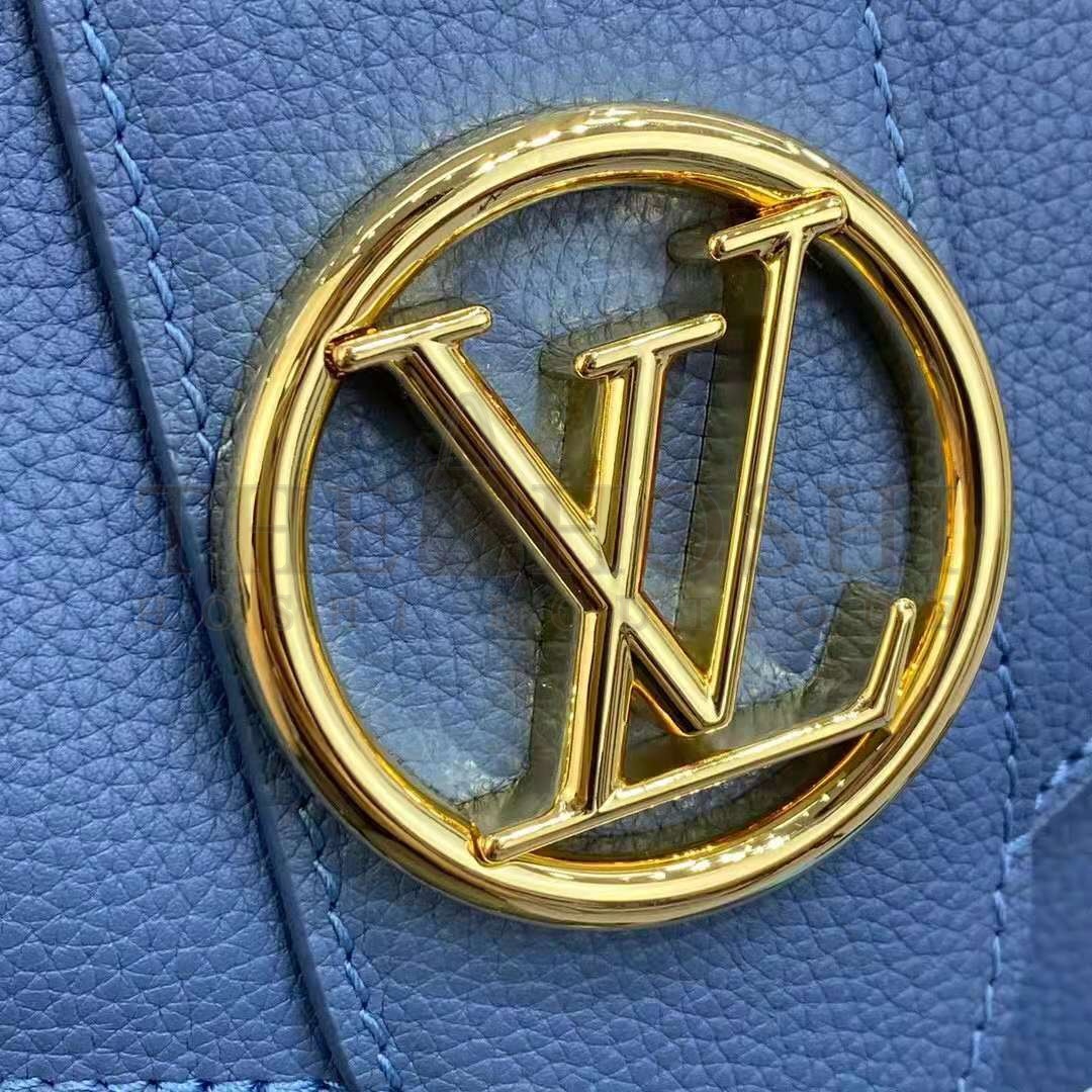 L0vis Vvtt0n LV Women LV Pont 9 Soft MM Handbag Bleu Général Rouge Grained Calfskin Master Quality
