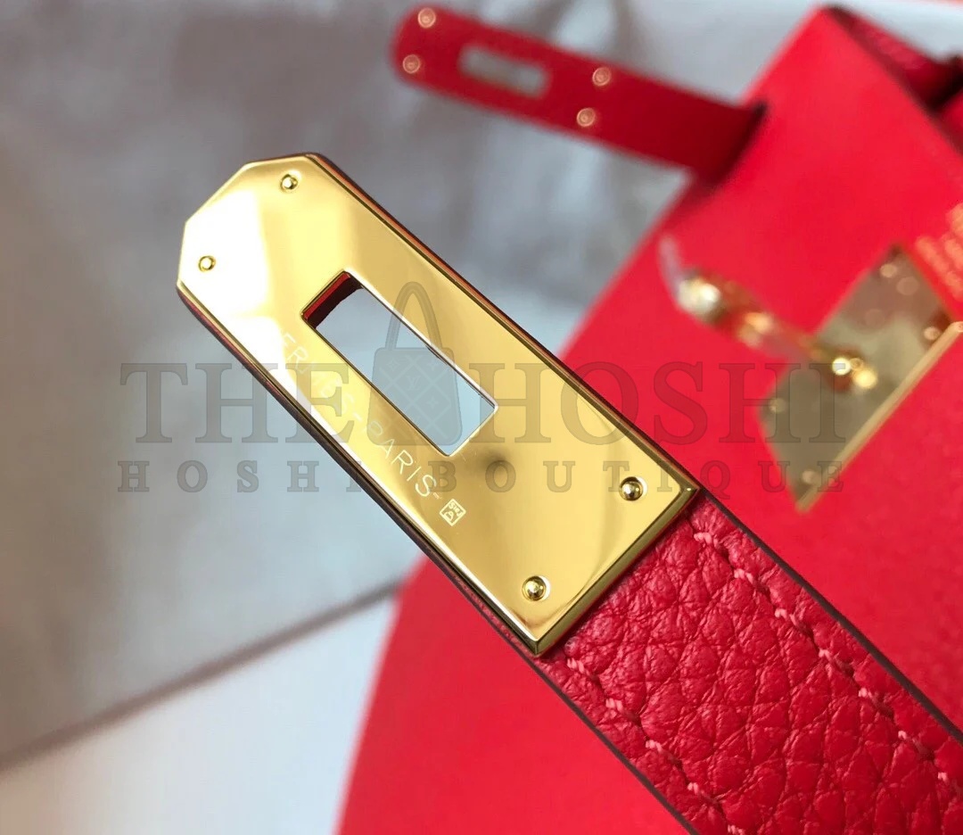H**me5 Kelly 25cm Retourne Bag in Red Clemence Leather GHW Master Quality