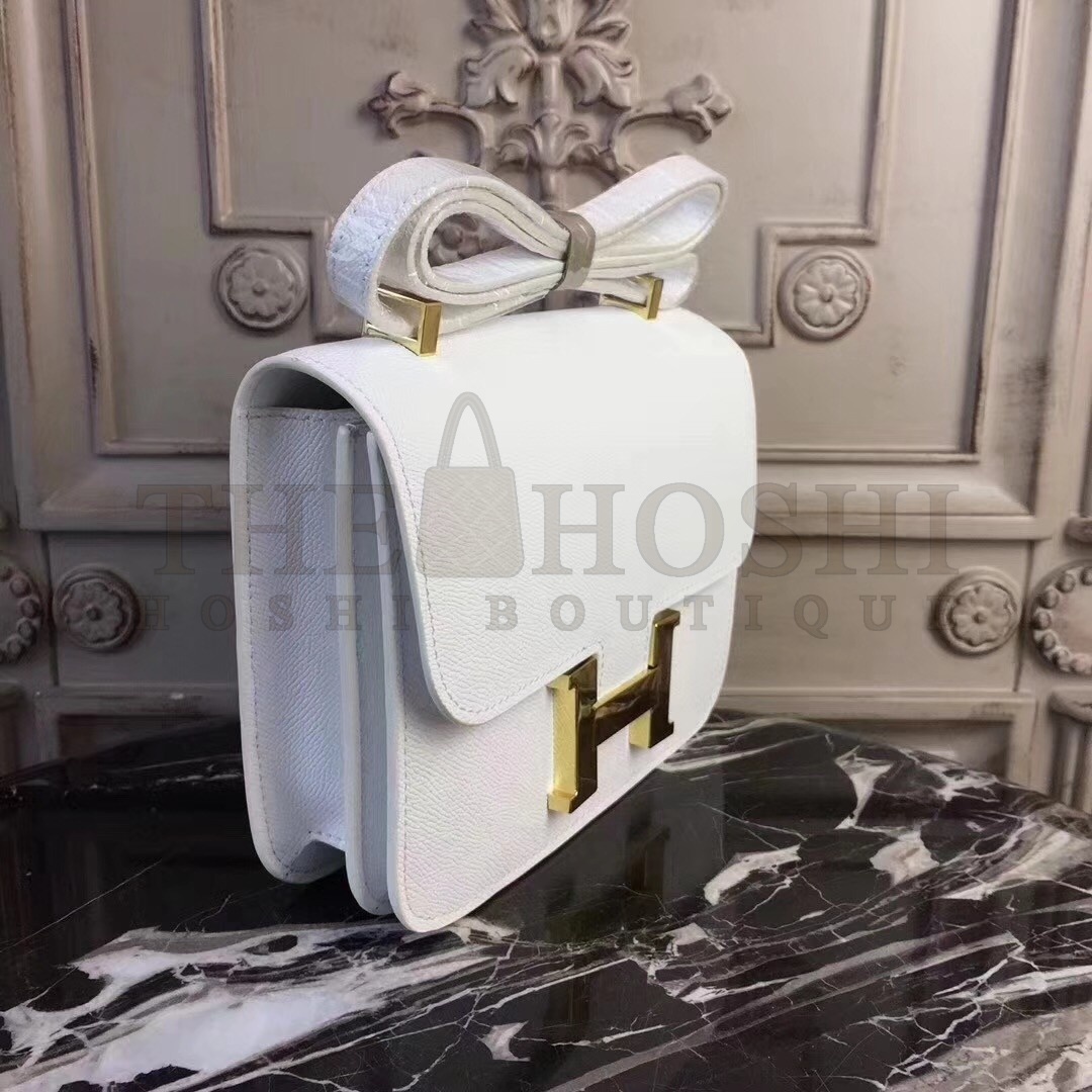 H**me5 White Constance MM 24cm Epsom Leather Bag Master Quality