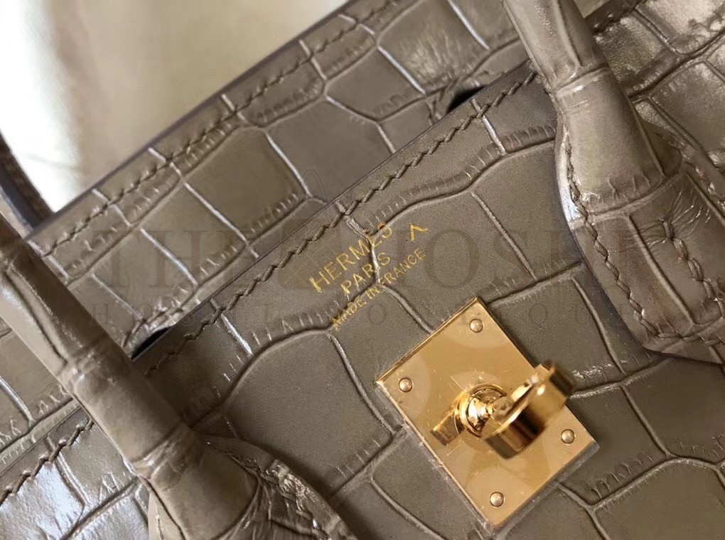 H**me5 Birkin 25cm Bag In Taupe Embossed Crocodile Leather Master Quality