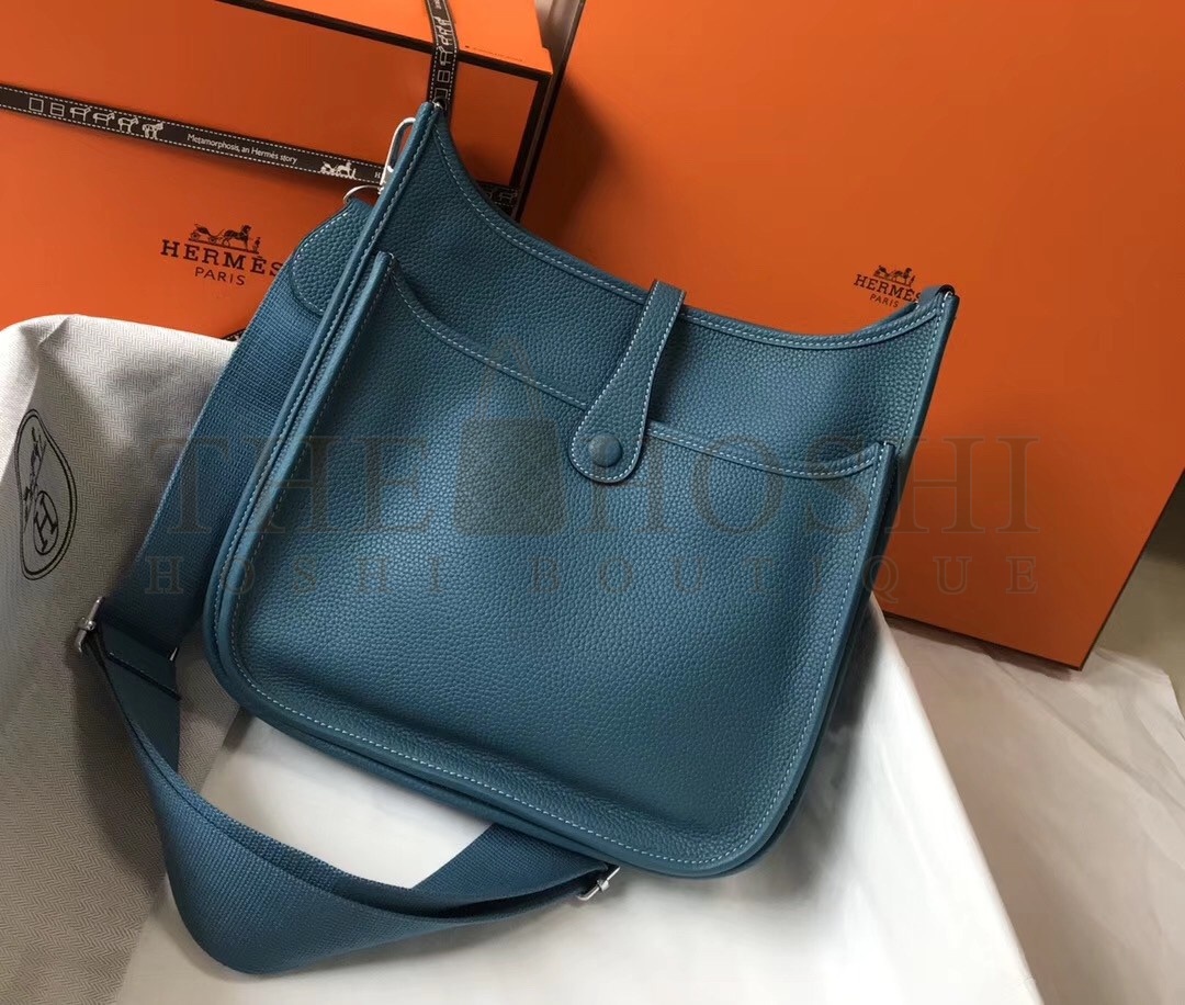 H**me5 Evelyne III 29 Bag In Blue Jean Clemence Leather Master Quality