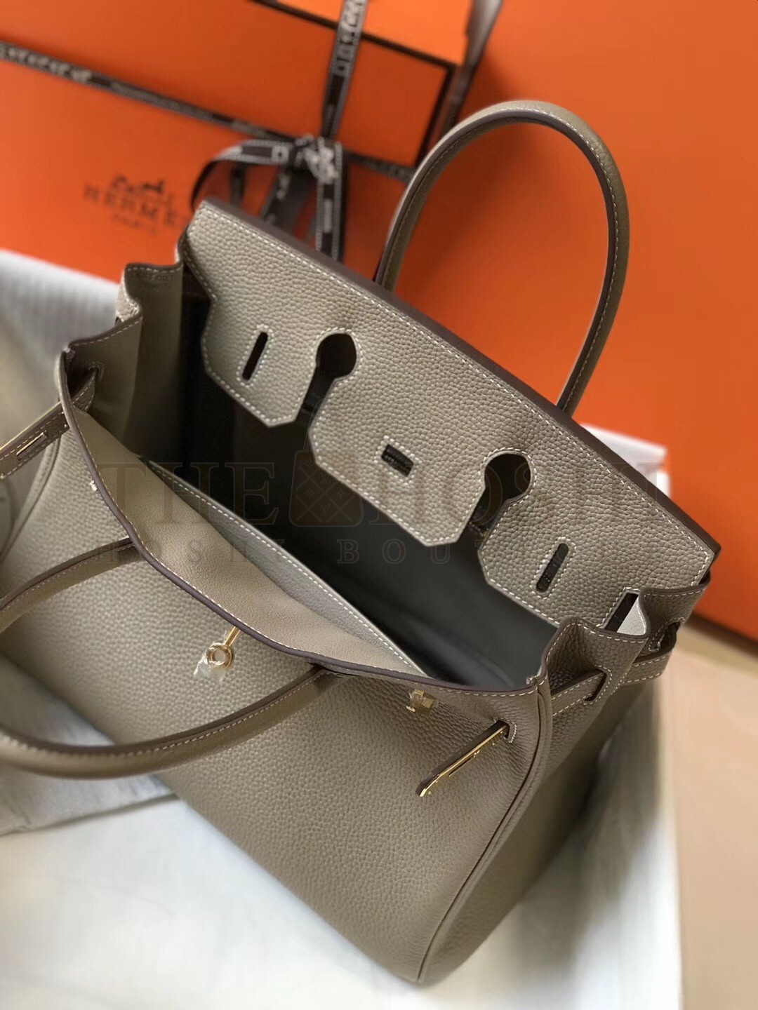 H**me5 Birkin 30 Bag in Gris Tourterelle Clemence Leather with GHW Master Quality