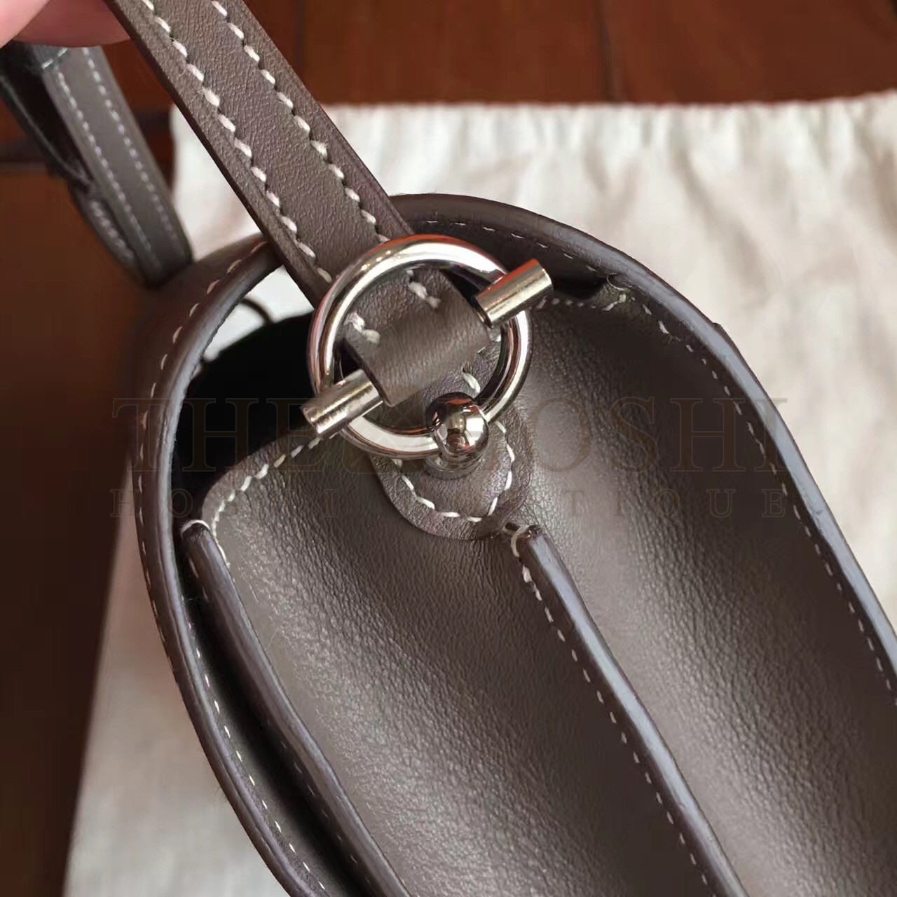 H**me5 Mini Sac Roulis Bag In Etoupe Swift Leather Master Quality