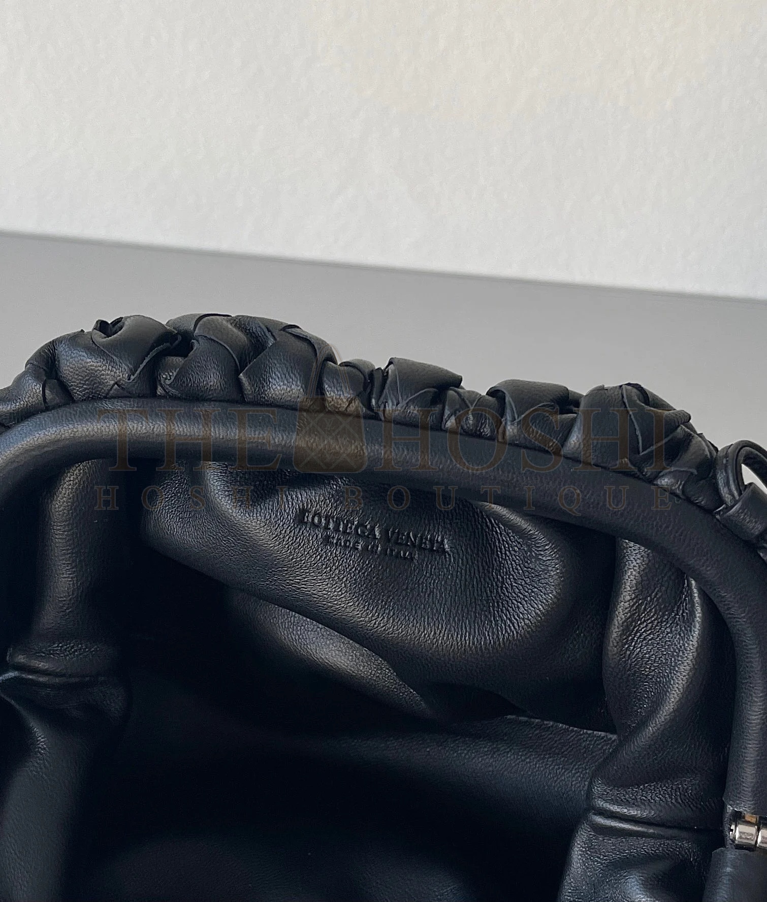 B0tt*ga Ven*ta Mini Pouch with Strap in Black Intrecciato Lambskin Master Quality