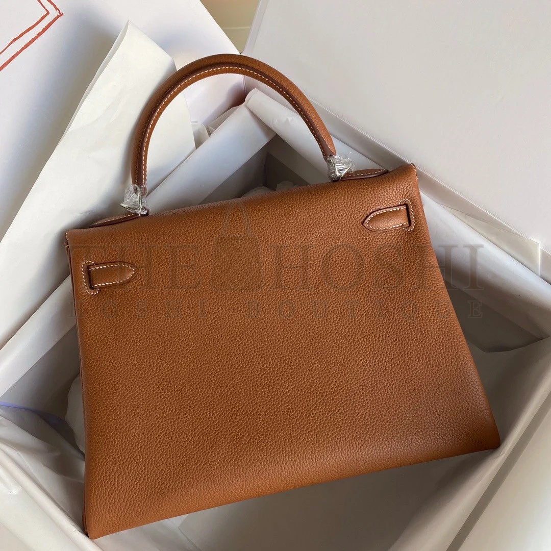 H**me5 Kelly Retourne 32 Handmade Bag In Gold Clemence Leather Master Quality