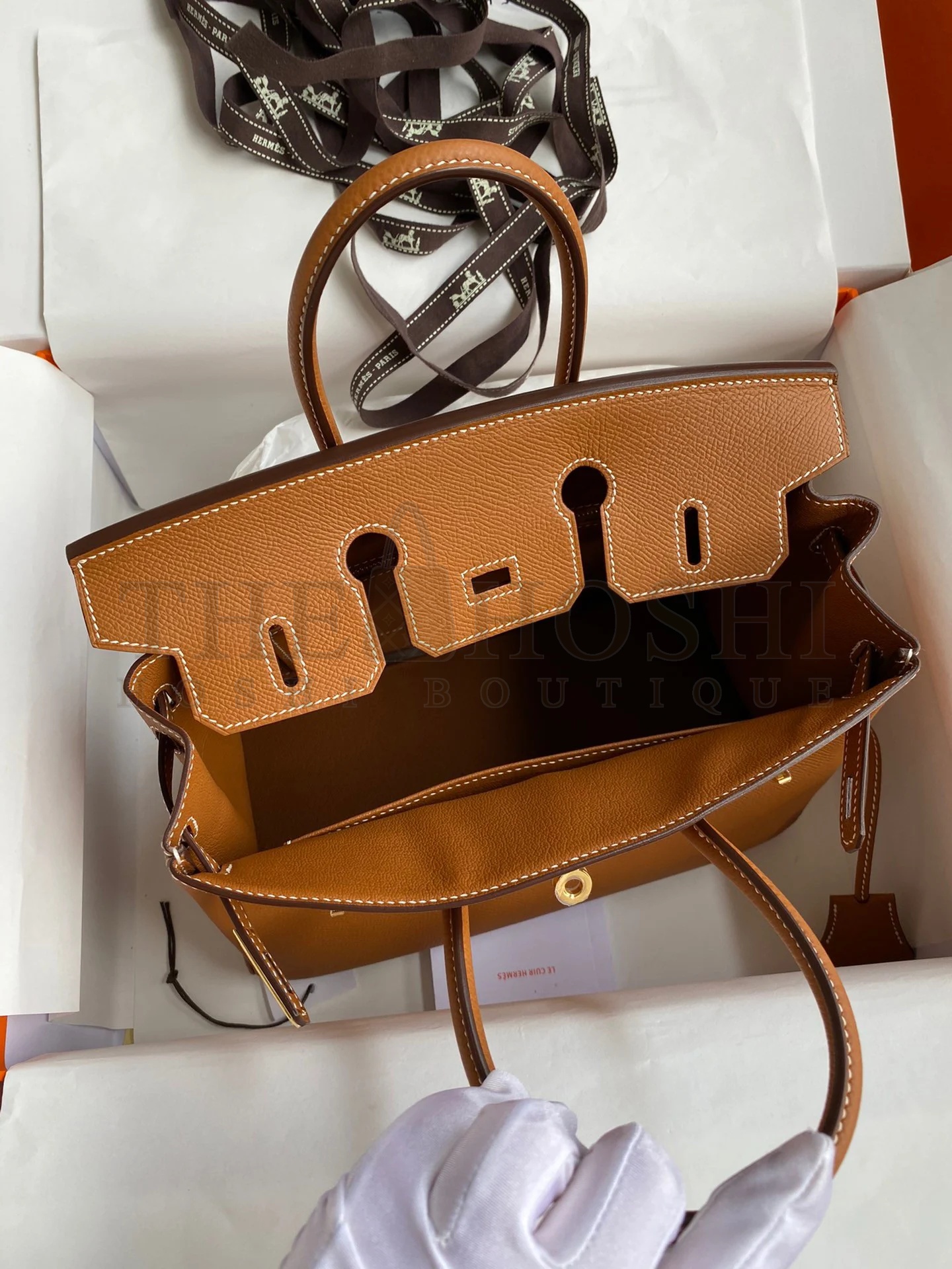 H**me5 Birkin 25 Retourne Handmade Bag In Gold Epsom Calfskin Master Quality