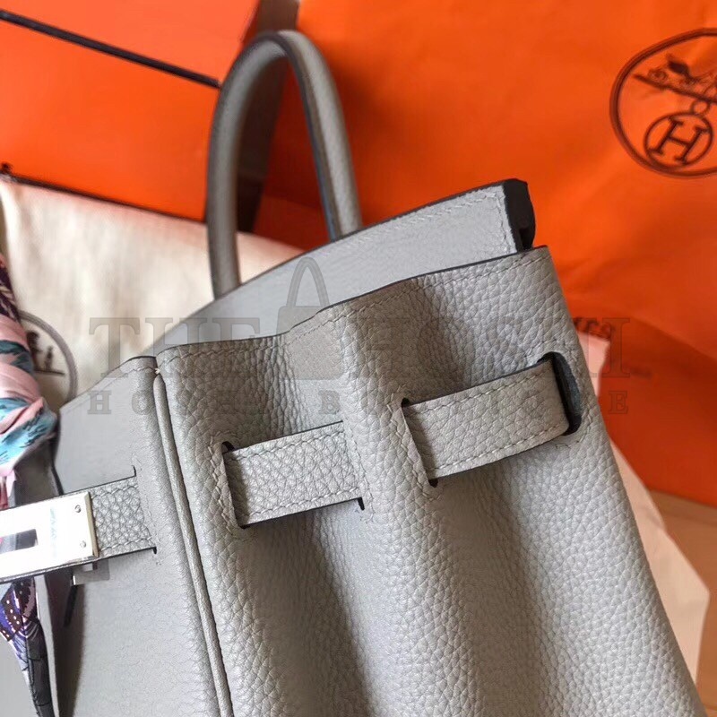 H**me5 Pearl Grey Birkin 30cm Clemence Handmade Bag Master Quality