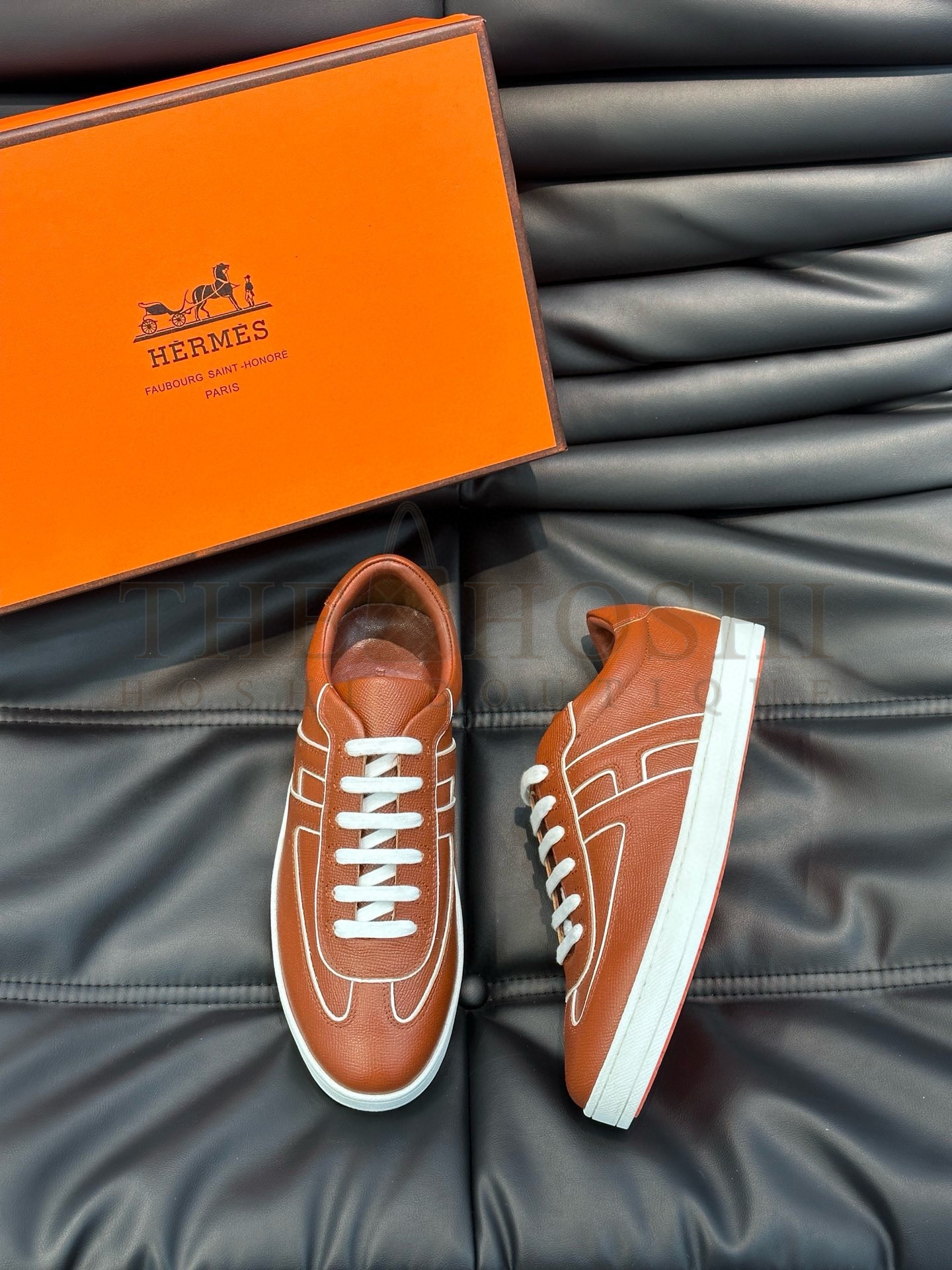 H**me5 Boomerang Sneakers In Brown Epsom Calfskin Master Quality