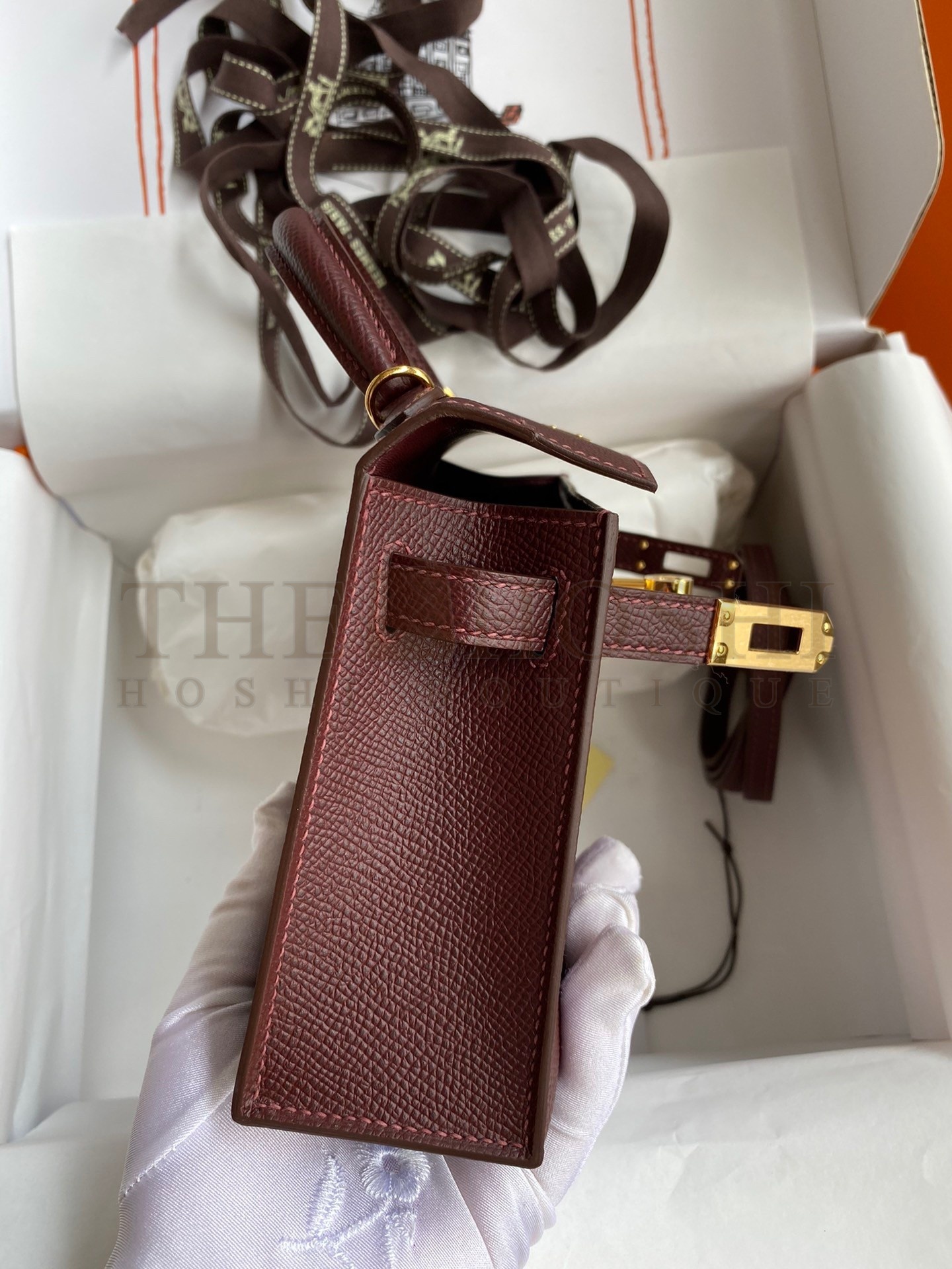 H**me5 Kelly Mini II Sellier Handmade Bag In Bordeaux Epsom Calfskin Master Quality