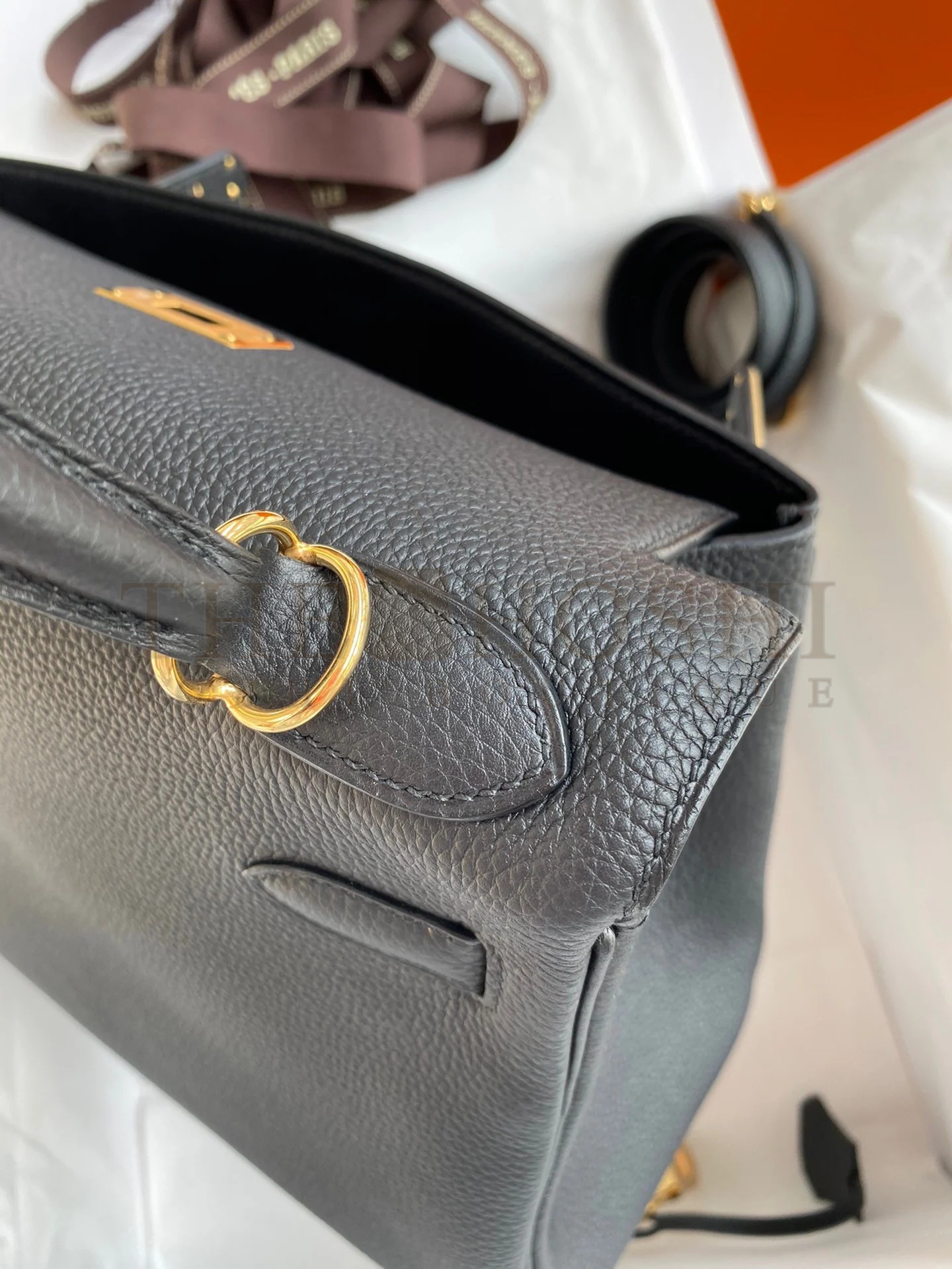 H**me5 Kelly Retourne 28 Handmade Bag In Black Clemence Leather Master Quality