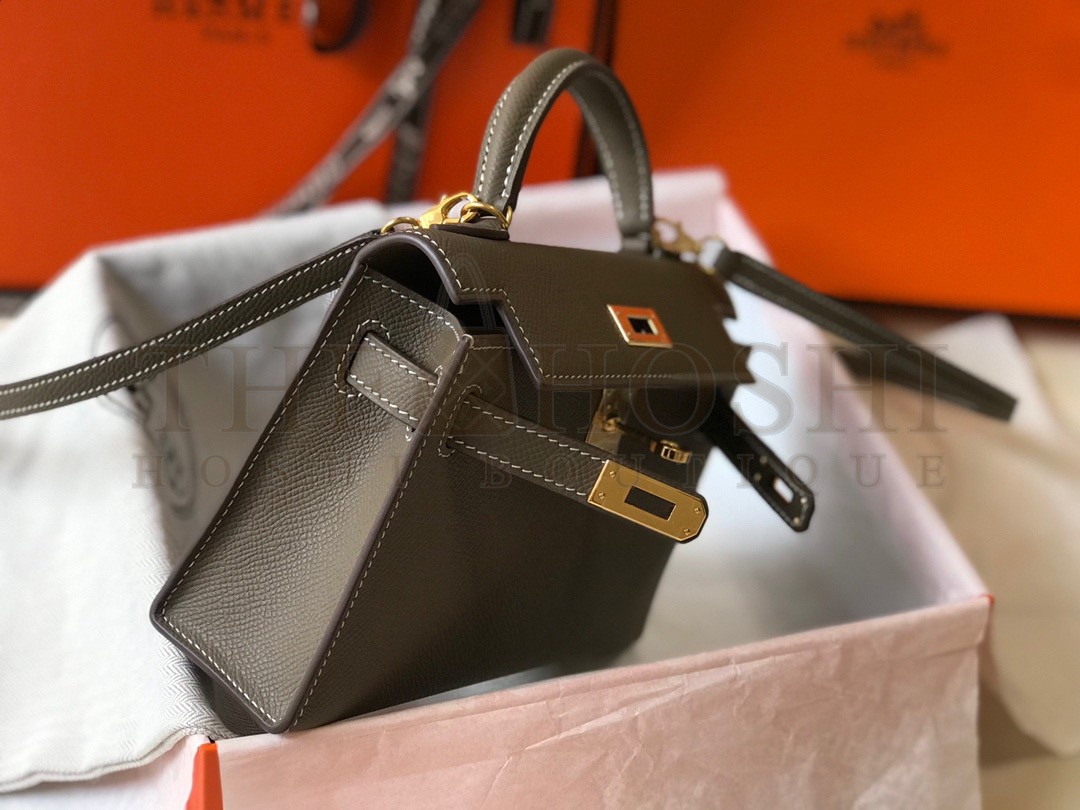 H**me5 Kelly Mini II Sellier Bag In Taupe Epsom Leather Master Quality