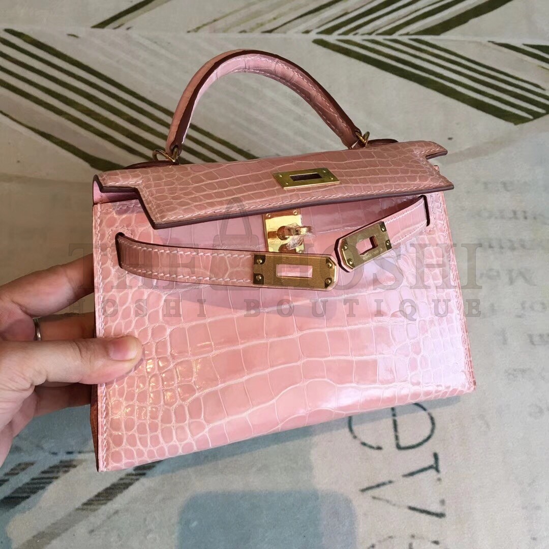 H**me5 Nude Alligator Kelly Mini II Handmade Bag Master Quality