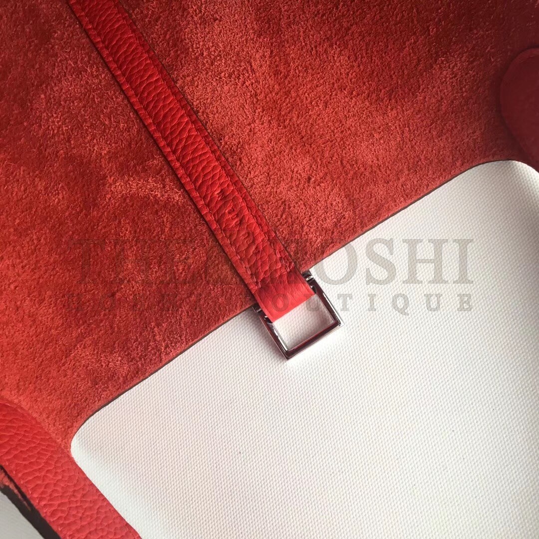 H**me5 Red Picotin Lock 22cm Braided Handle Bag Master Quality