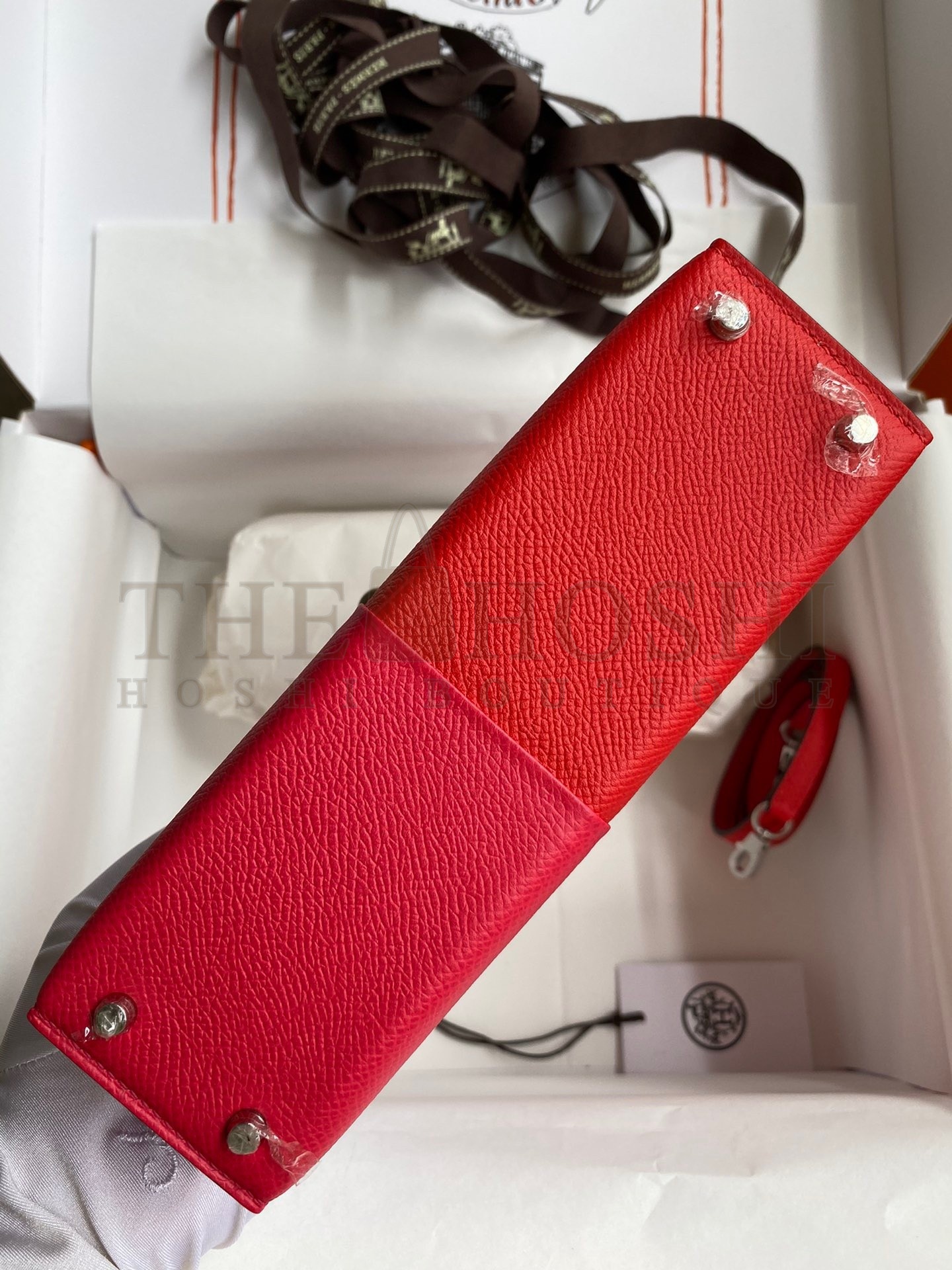 H**me5 Kelly Mini II Sellier Tri-color Bag In Red/Rose Extreme/Blue Epsom Calfskin Master Quality