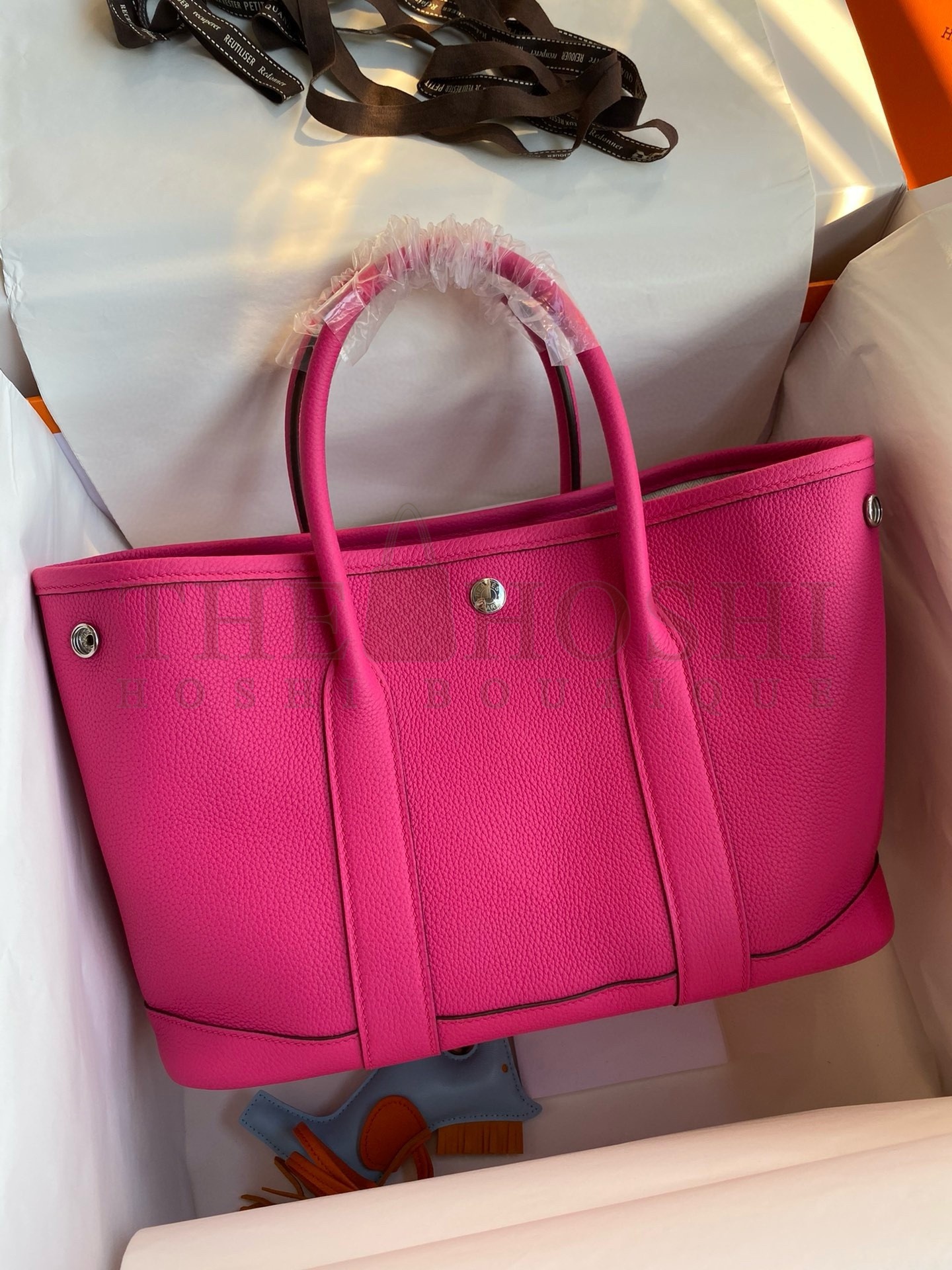 H**me5 Garden Party 30 Handmade Bag in Rose Red Clemence Leather Master Quality