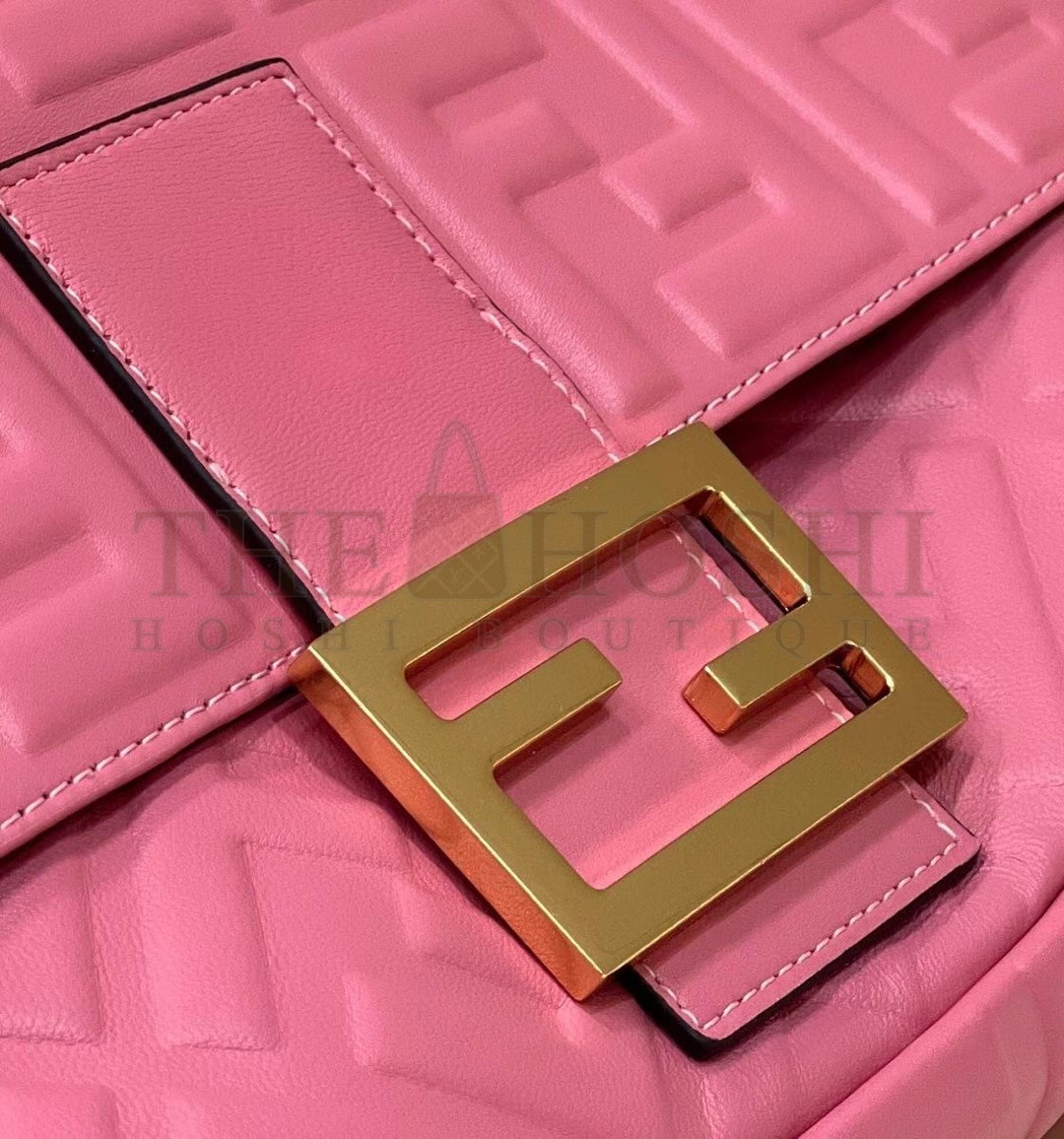 F**di Large Baguette Bag In Pink FF Nappa Leather Master Quality