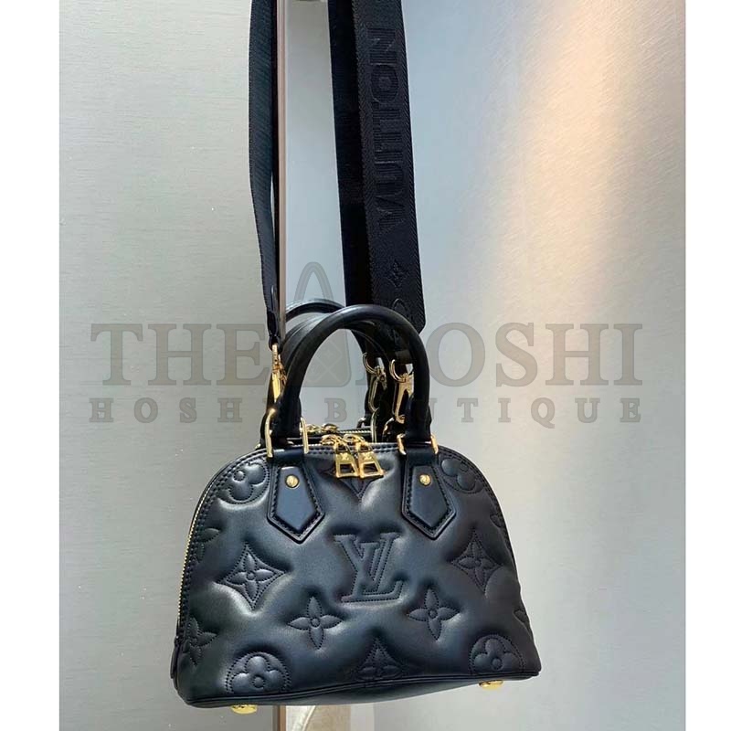 L0vis Vvtt0n LV Women Alma BB Handbag Black Quilted Embroidered Smooth Calf Master Quality