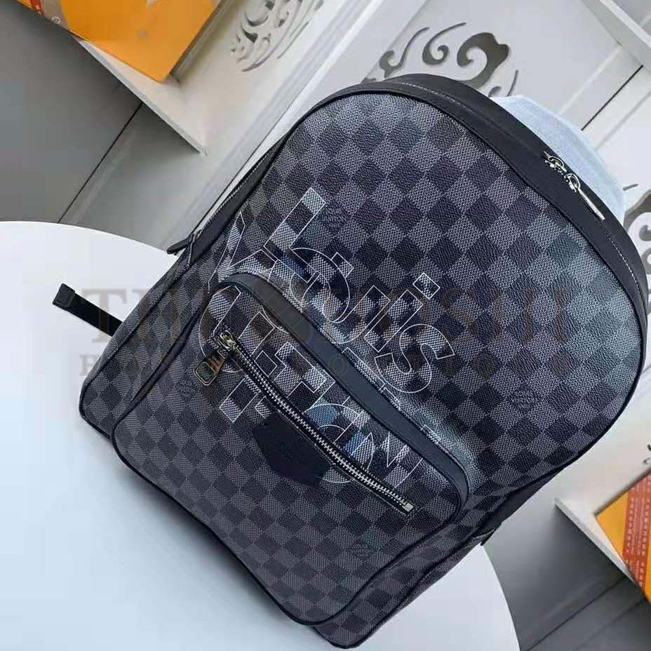L0vis Vvtt0n LV Men Josh Backpack Bag in Damier Graphite Coated Canvas-Grey Master Quality