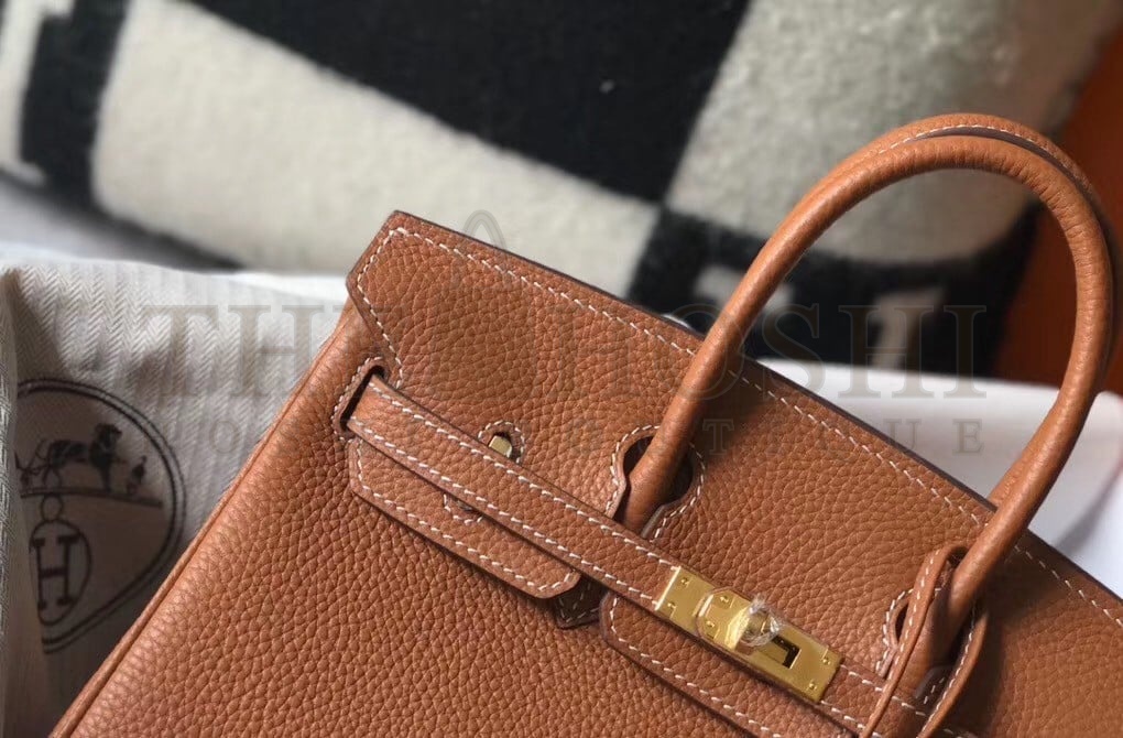 H**me5 Birkin 25 Bag In Gold Clemence Leather with GHW Master Quality