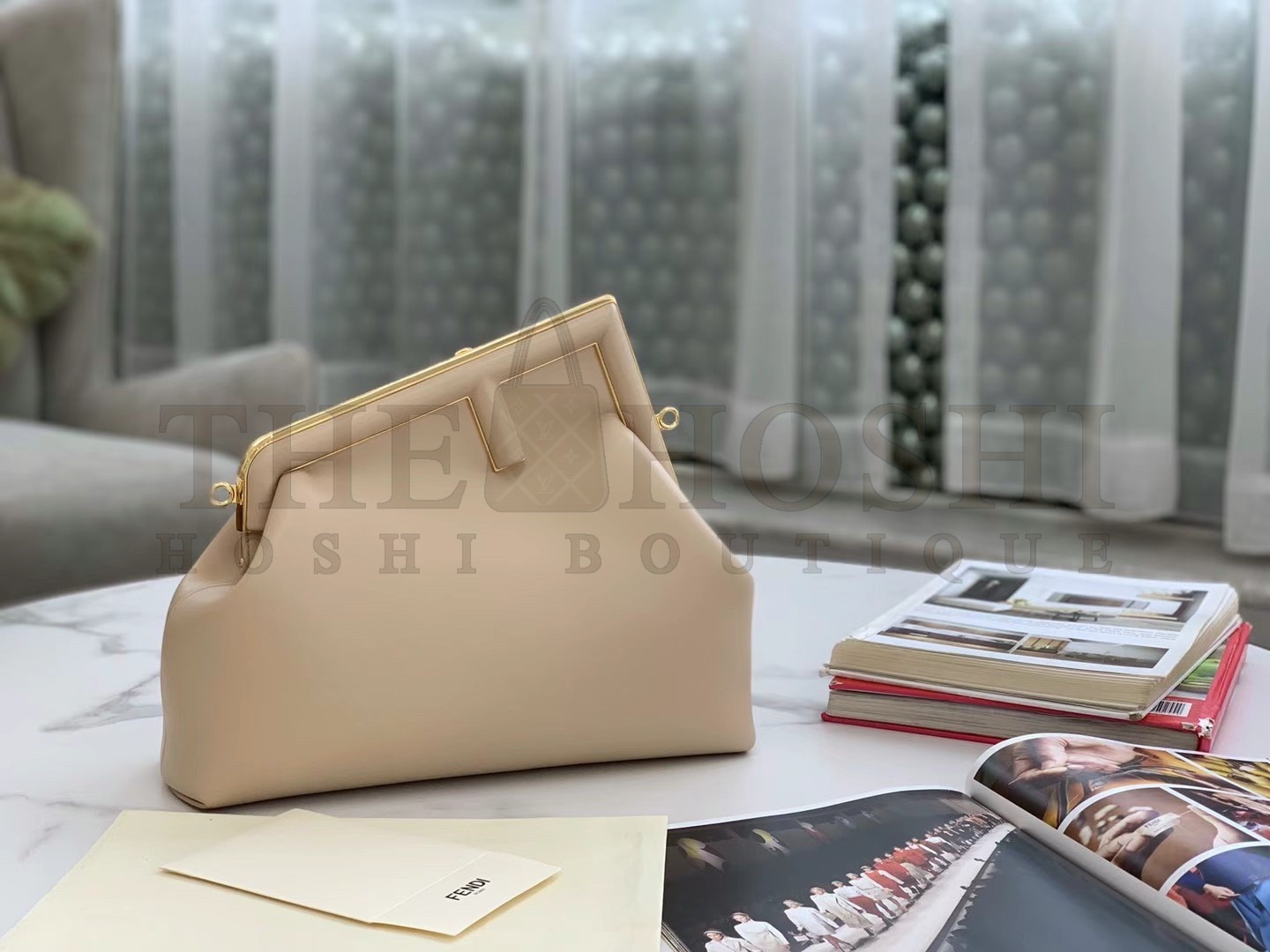 F**di First Medium Bag In Beige Nappa Leather Master Quality