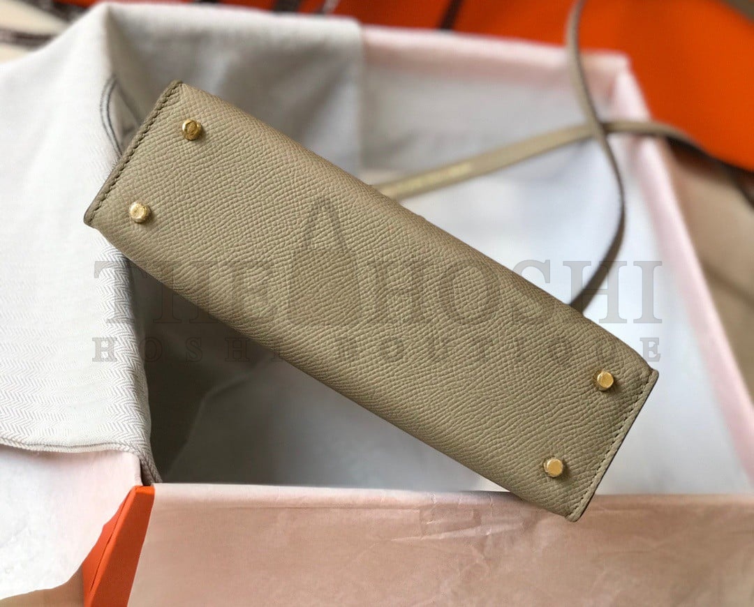 H**me5 Kelly Mini II Sellier Bag In Tourterelle Epsom Leather GHW Master Quality