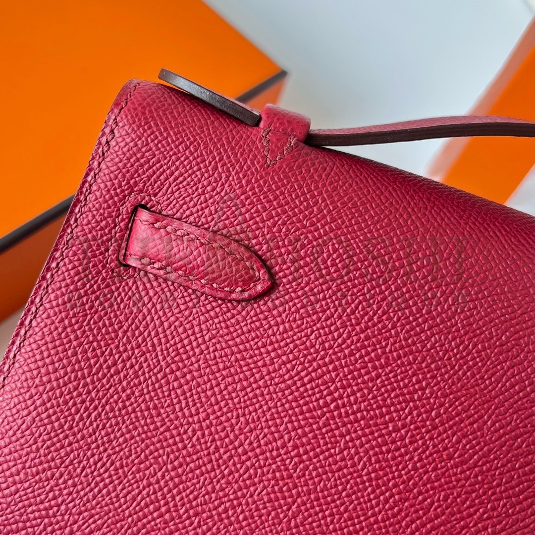 H**me5 Kelly Pochette Handmade Bag In Rouge Grenat Epsom Calfskin Master Quality