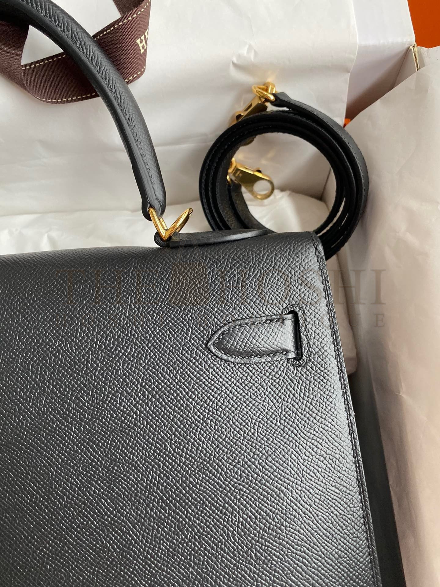 H**me5 Kelly Sellier 32 Handmade Bag In Black Epsom Calfskin Master Quality