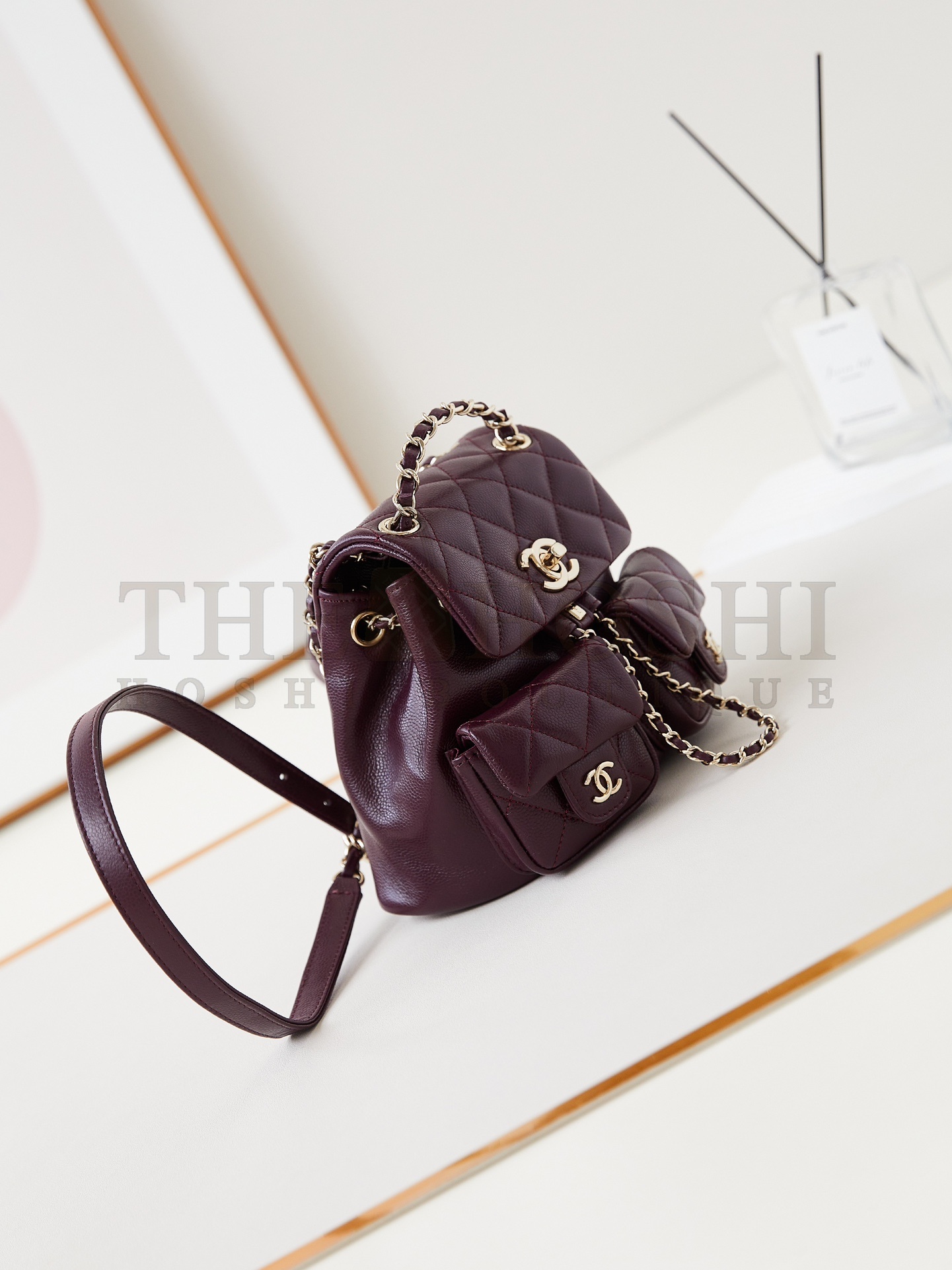 Calfskin Quilted Mini Duma Pockets Drawstring Backpack  Ch**el Master Quality