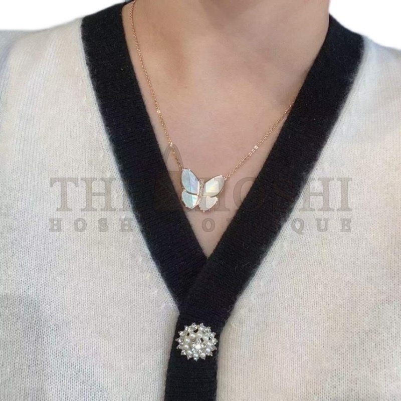 V*n Cl**f & Arpels Large Butterfly Necklace with D1am0nds, Two Butterfly pendant Master Quality