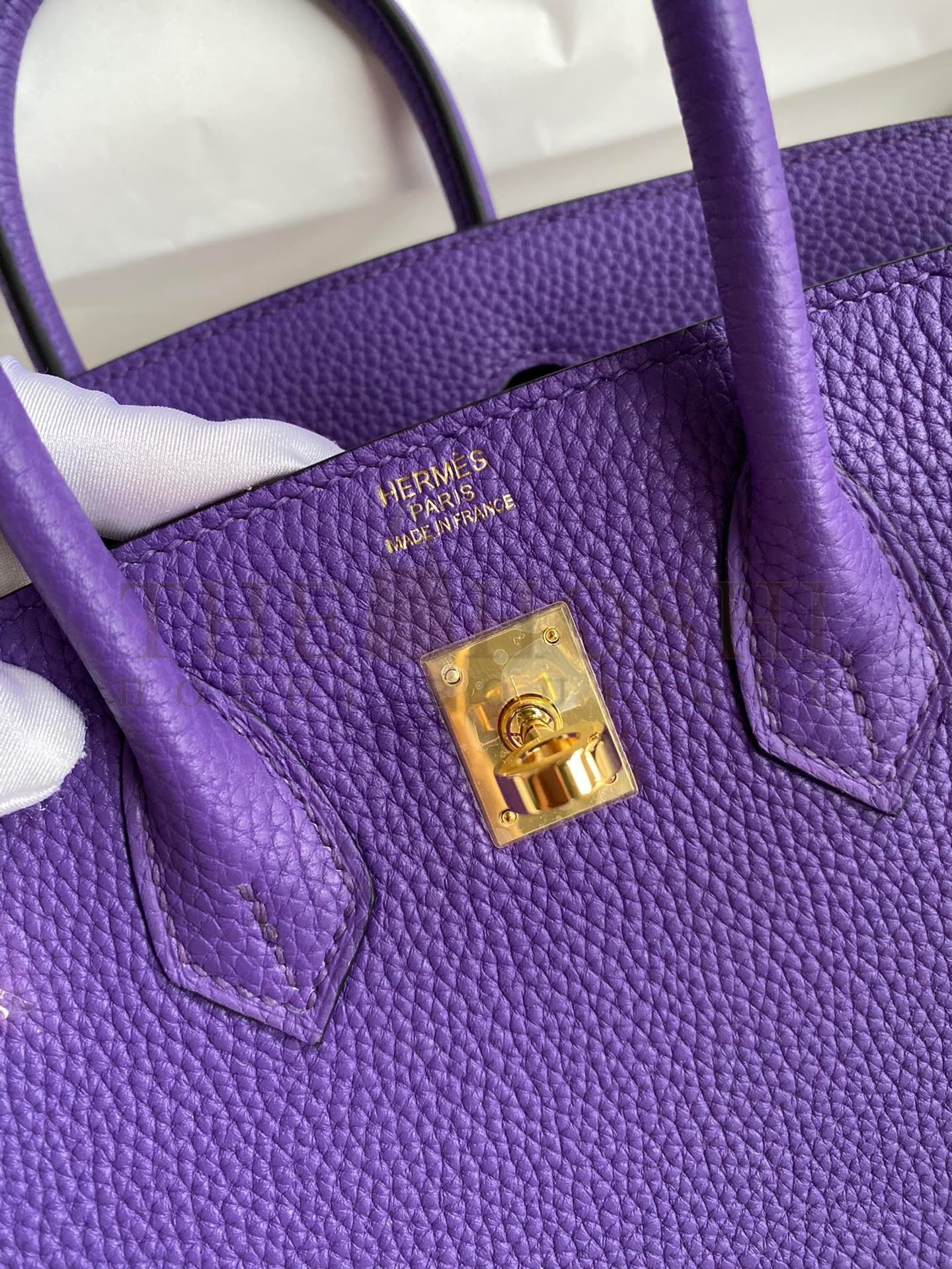 H**me5 Birkin 25 Retourne Handmade Bag In Violet Clemence Leather Master Quality