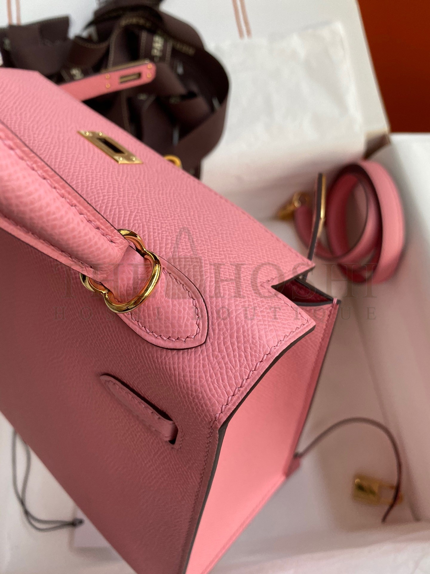 H**me5 Epsom Kelly 25cm Sellier Handmade Rose Confetti Bag Master Quality