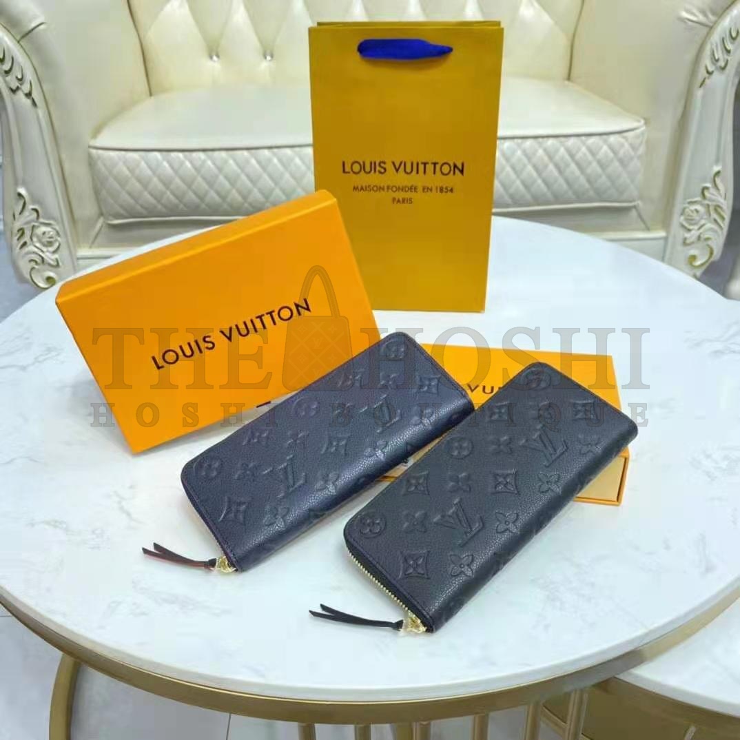 L0vis Vvtt0n LV Unisex Clémence Wallet Marine Rouge Monogram Empreinte Embossed S*pple Grained Cowhide Master Quality