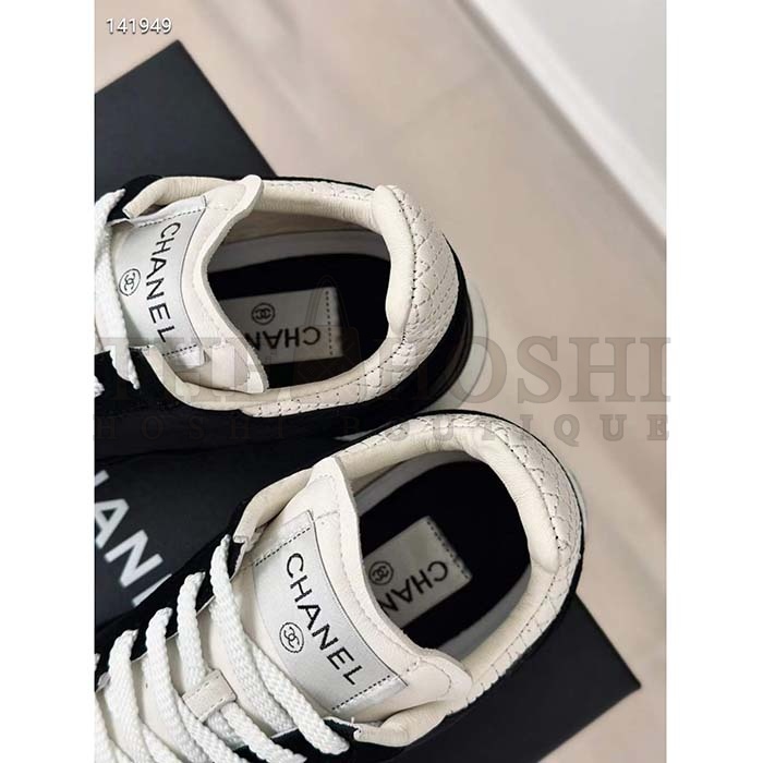 Ch**el Women CC Sneakers Fabric Suede Kidskin Suede Calfskin Navy Black Master Quality
