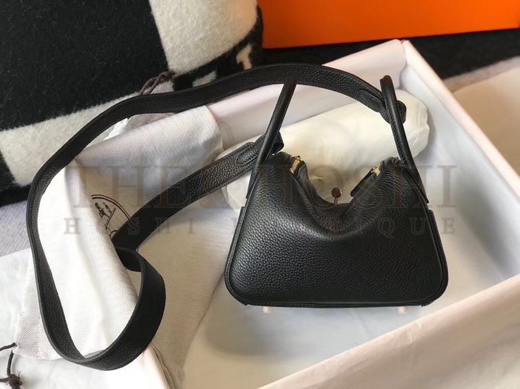 H**me5 Mini Lindy Bag In Black Clemence Leather Master Quality