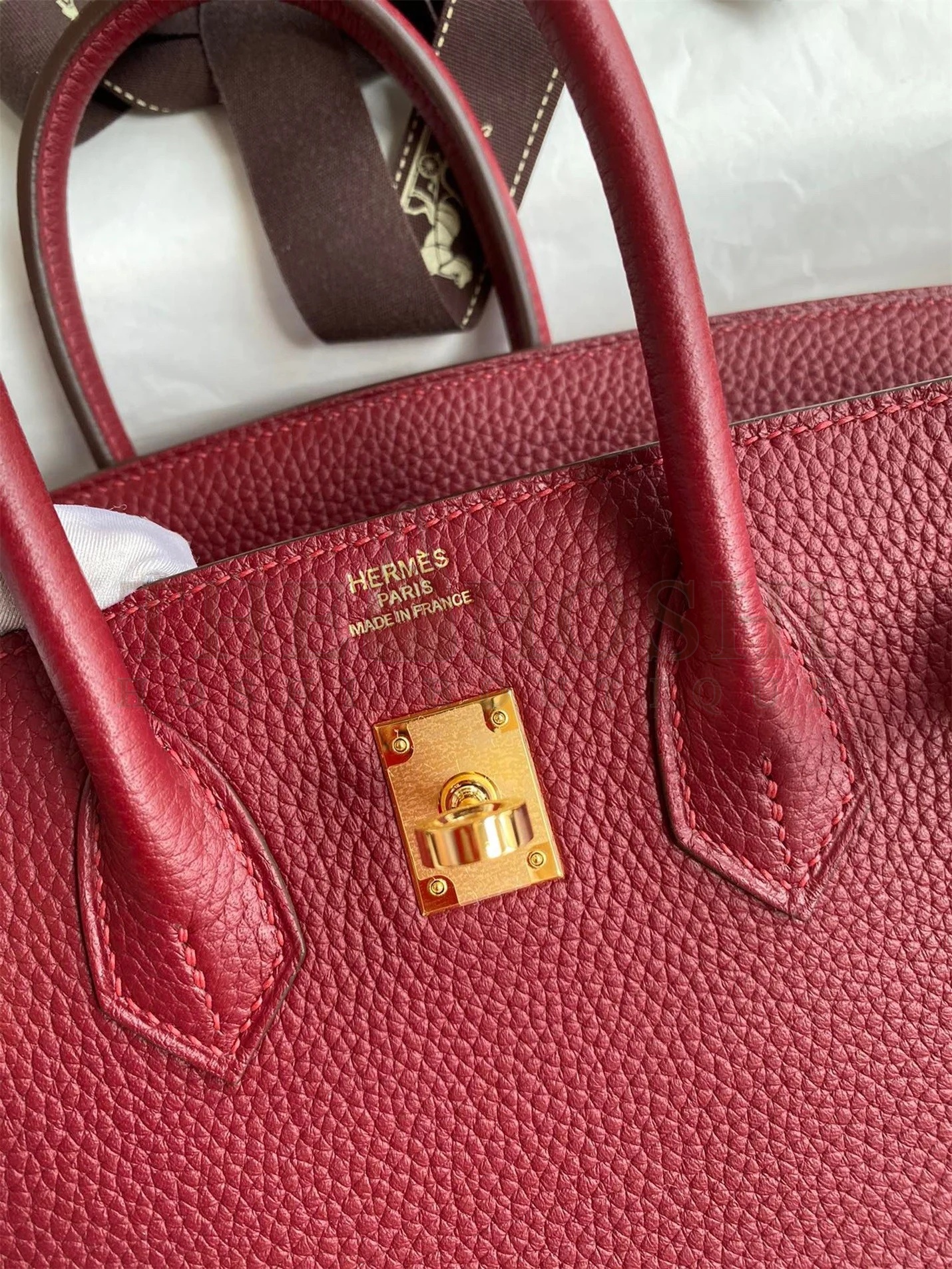 H**me5 Birkin 25 Retourne Handmade Bag In Bordeaux Clemence Leather Master Quality