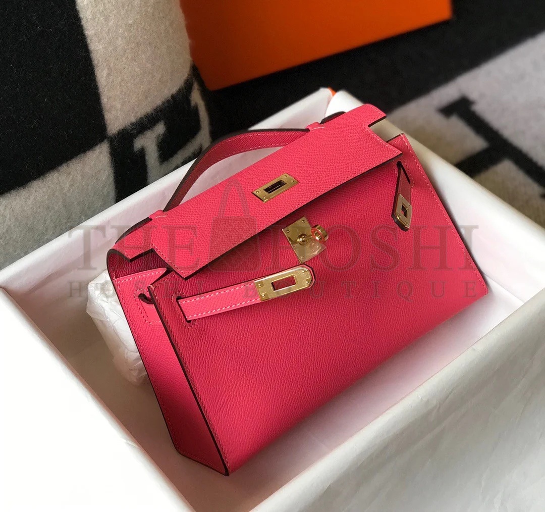 H**me5 Kelly Pochette Clutch Bag In Rose Lipstick Epsom Leather Master Quality